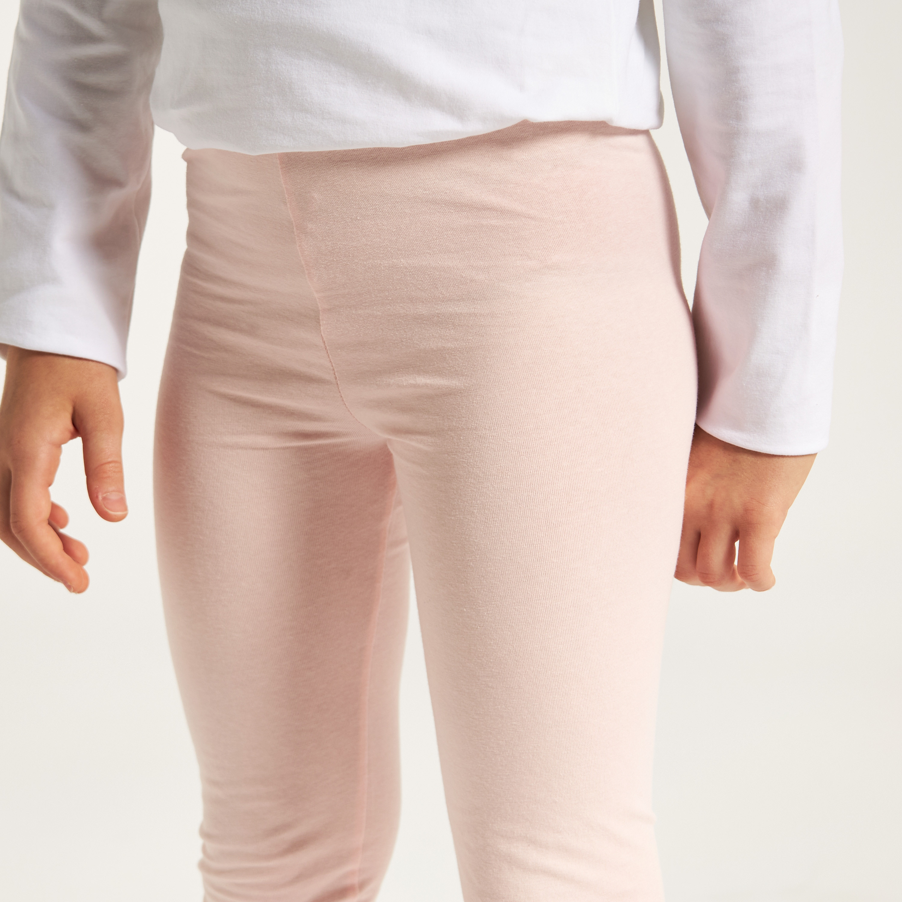 بنطلون ليقنز سادة طويل بخصر مطّاطي من جونيورز-girls-clothing-bottoms-leggings-image-3