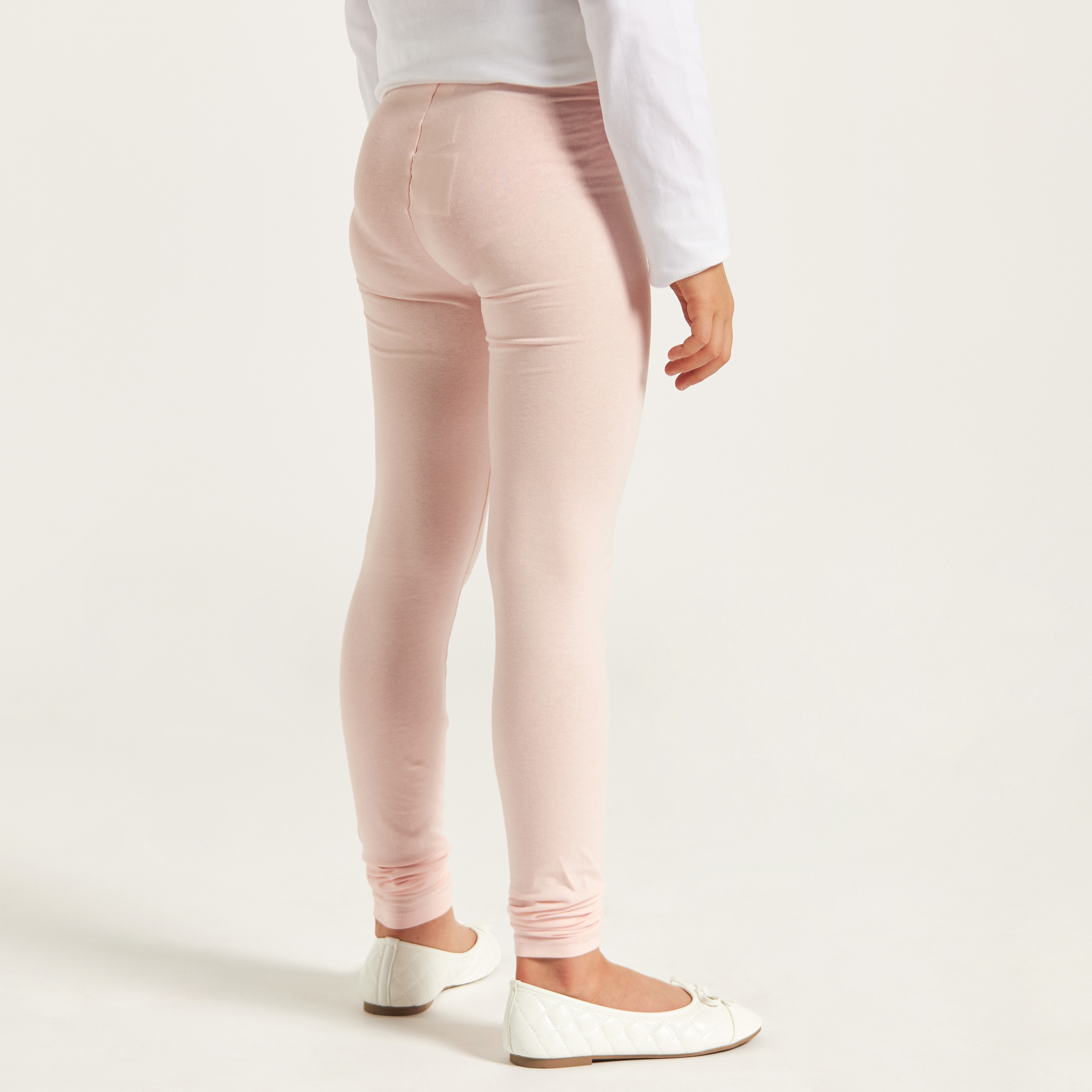 بنطلون ليقنز سادة طويل بخصر مطّاطي من جونيورز-girls-clothing-bottoms-leggings-image-4