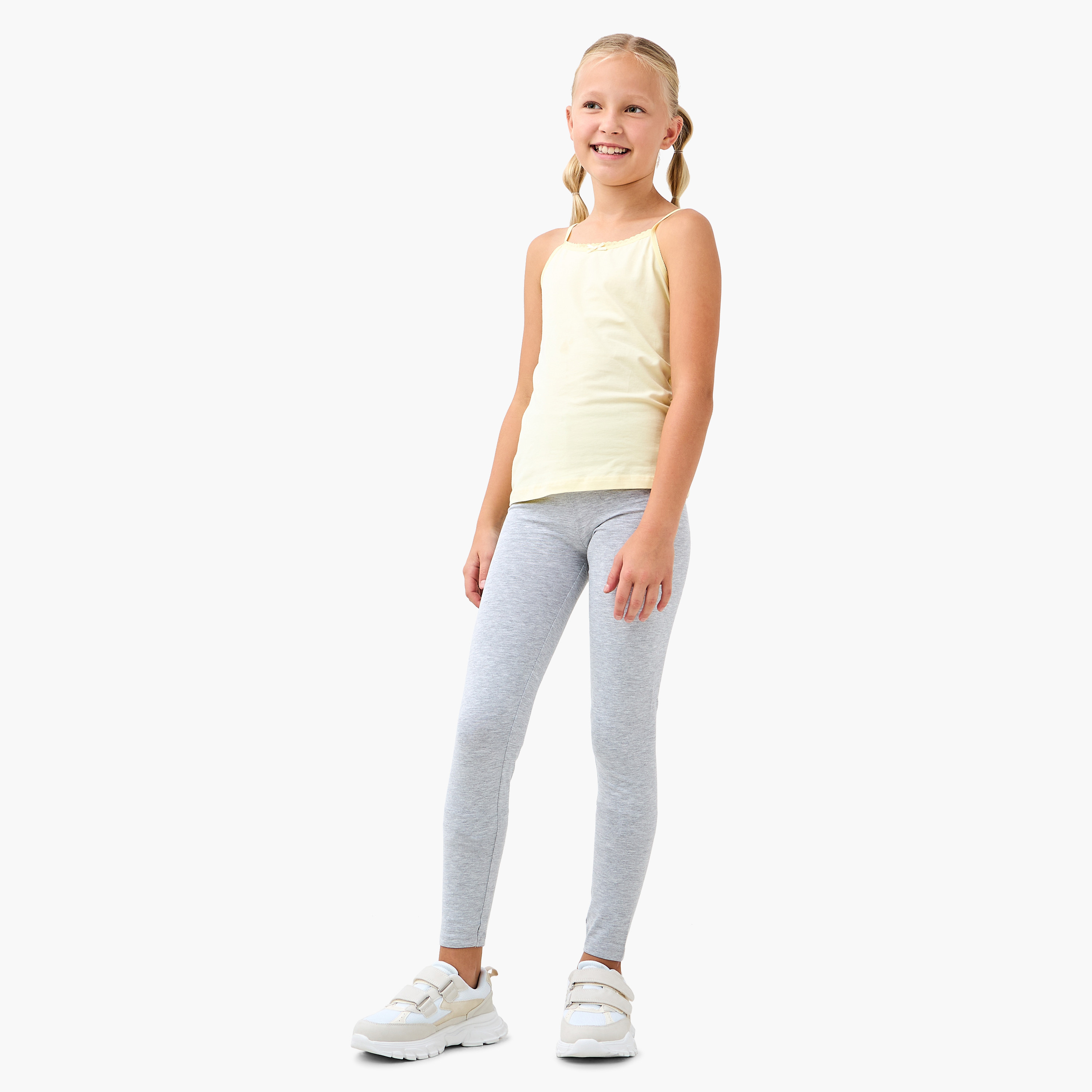 بنطلون ليقنز سادة بخصر مطاطي من جونيورز - طقم من قطعتين-girls-clothing-multipacks-image-6