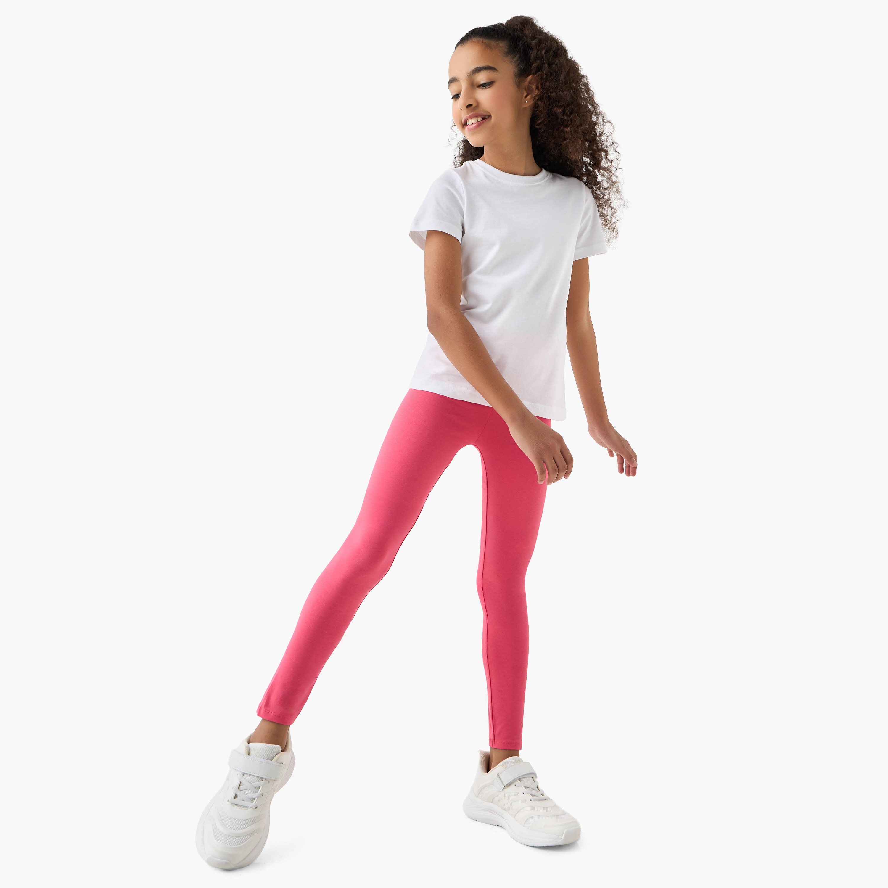 بنطلون ليقنز سادة بخصر مطاطي من جونيورز - طقم من قطعتين-girls-clothing-multipacks-image-7