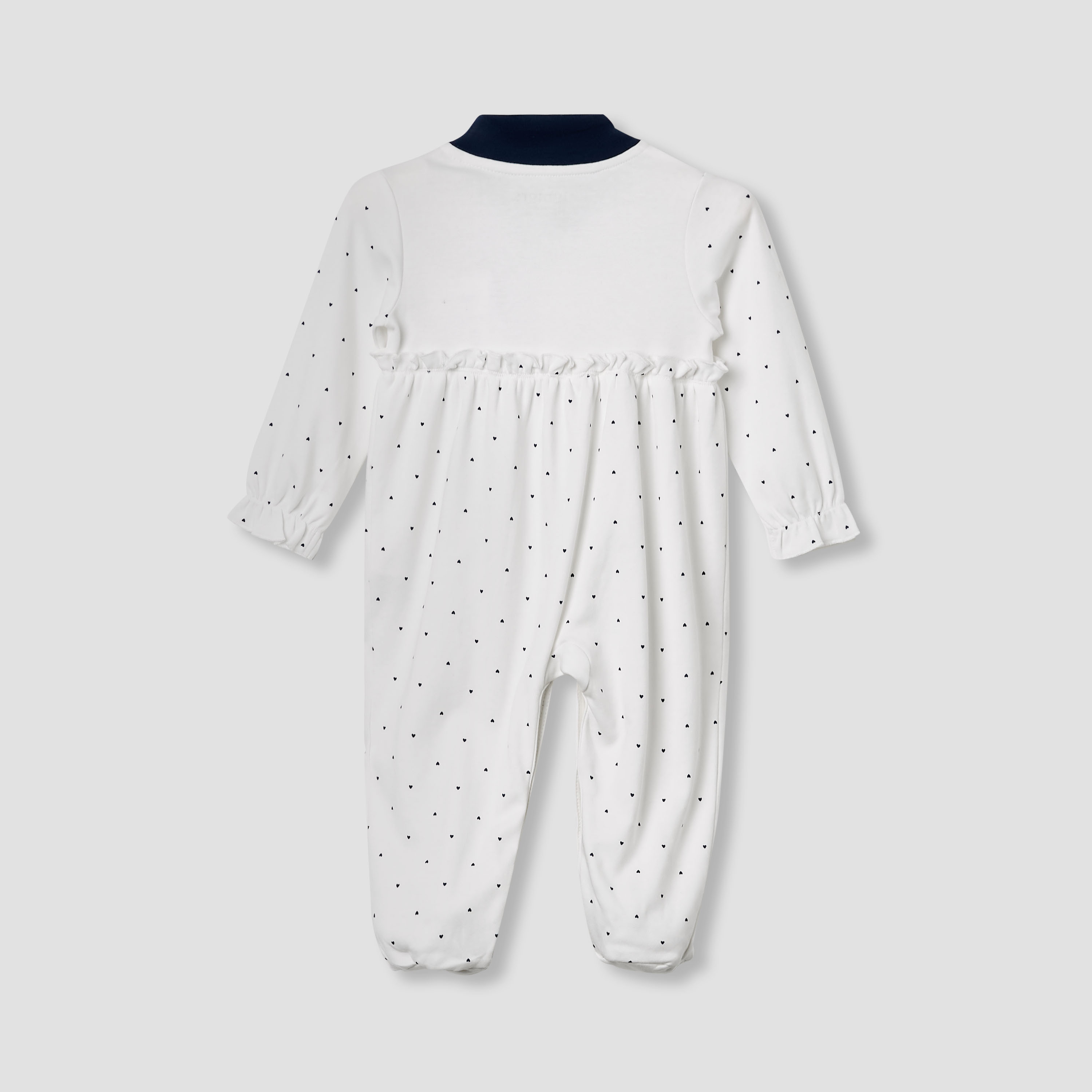 Juniors Heart Print Closed Feet Sleepsuit with Long Sleeves-baby-girls-clothing-nightwear-sleepsuits-image-2