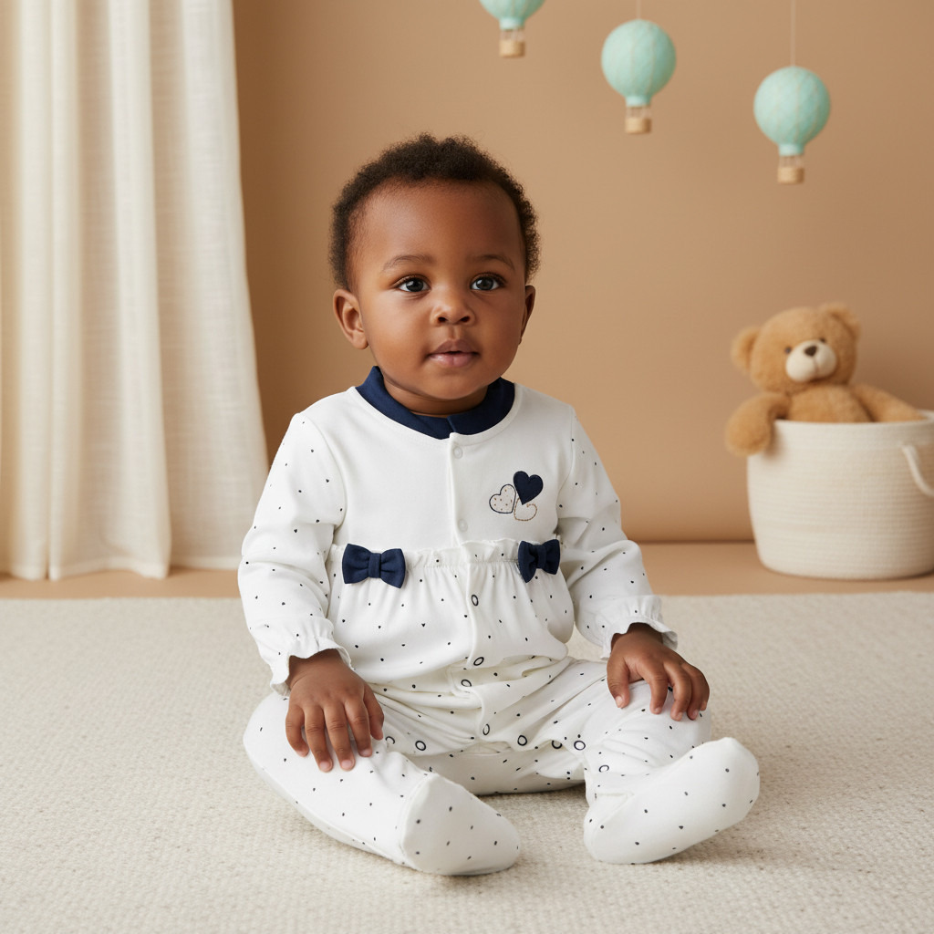 Juniors Heart Print Closed Feet Sleepsuit with Long Sleeves-baby-girls-clothing-nightwear-sleepsuits-image-5