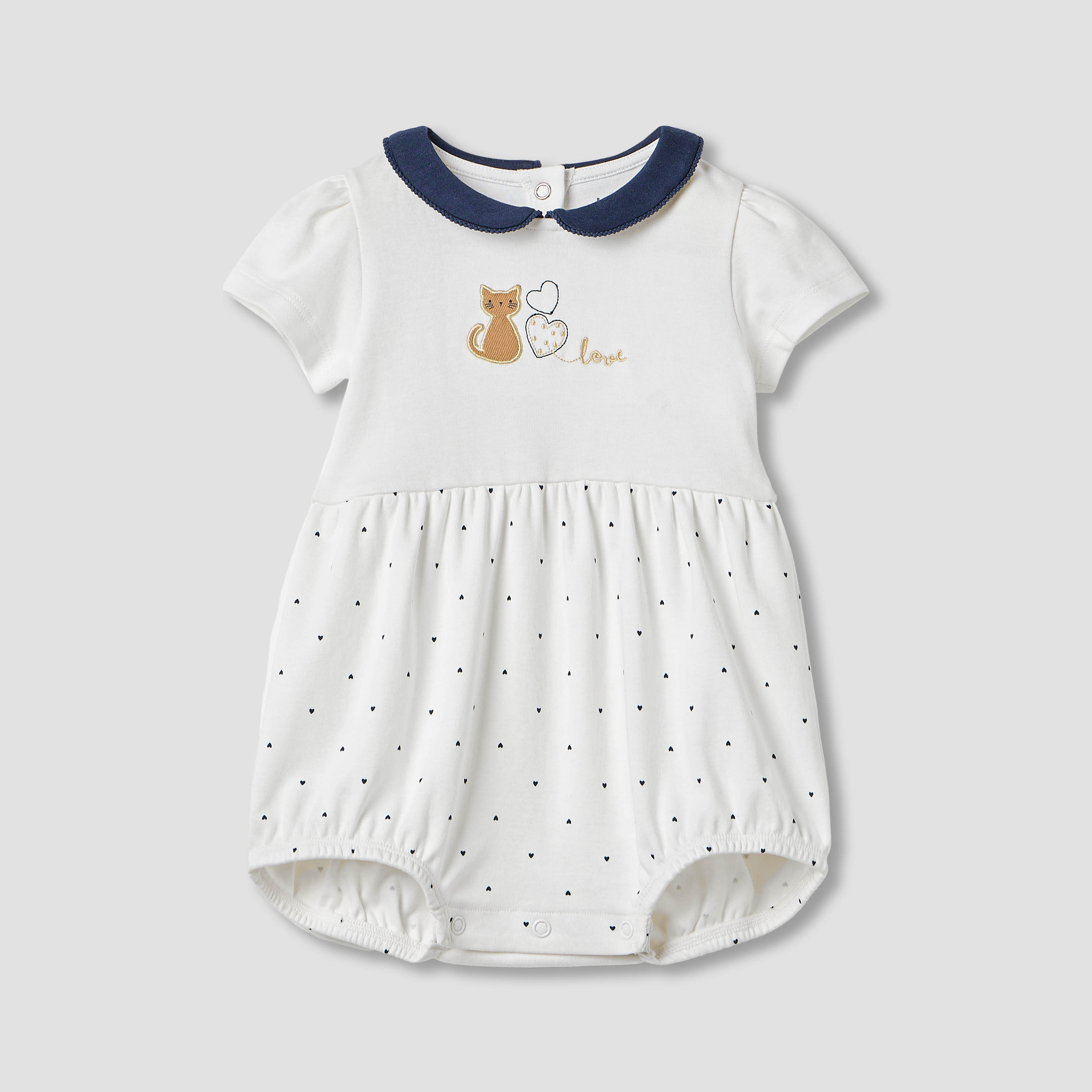 أفرول بطبعات قلوب بأكمام قصيرة وأزرار إغلاق من جونيورز-baby-girls-clothing-rompers-image-1