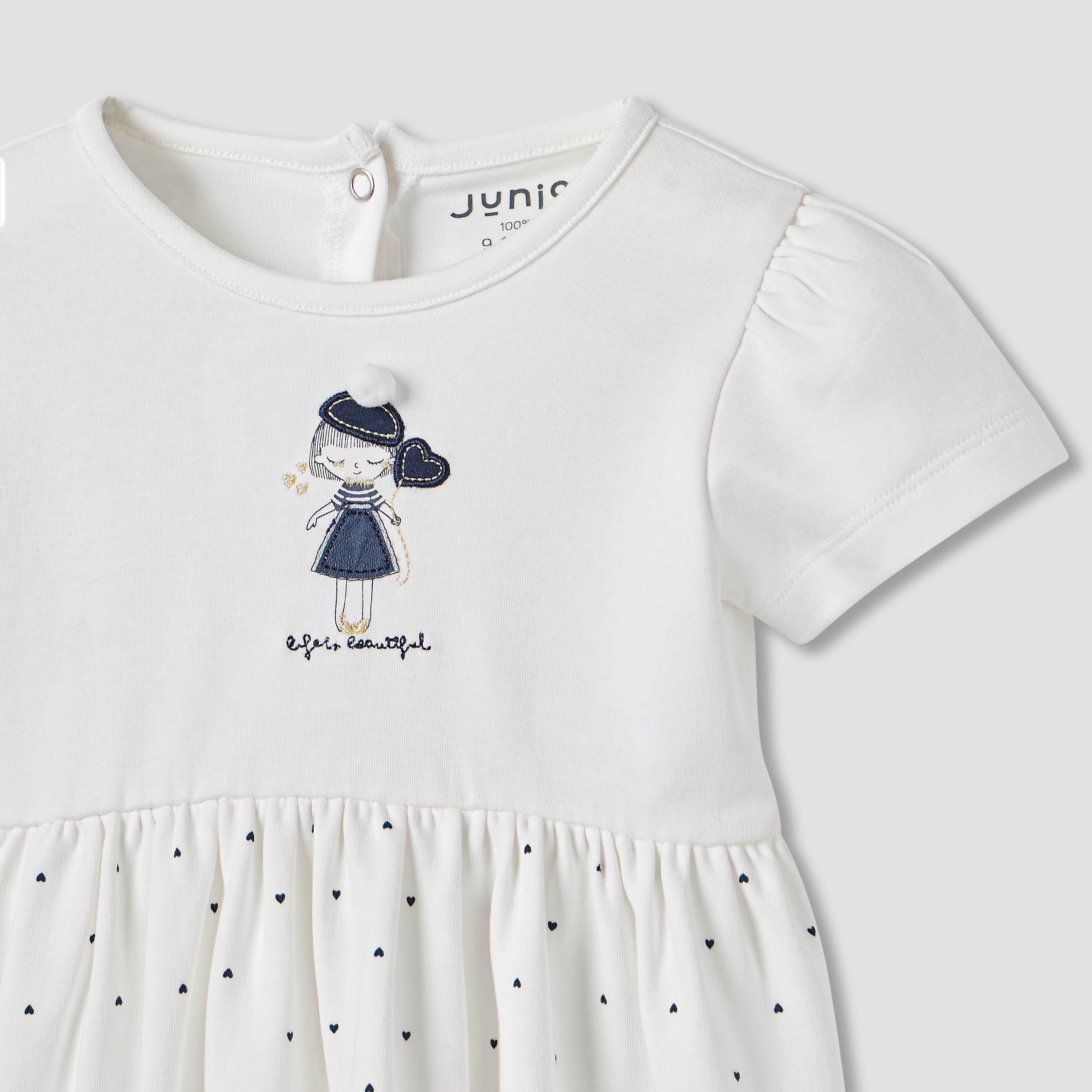 Juniors Heart Print A-line Dress with Embroidered Detail-baby-girls-clothing-dressesandjumpsuits-image-3