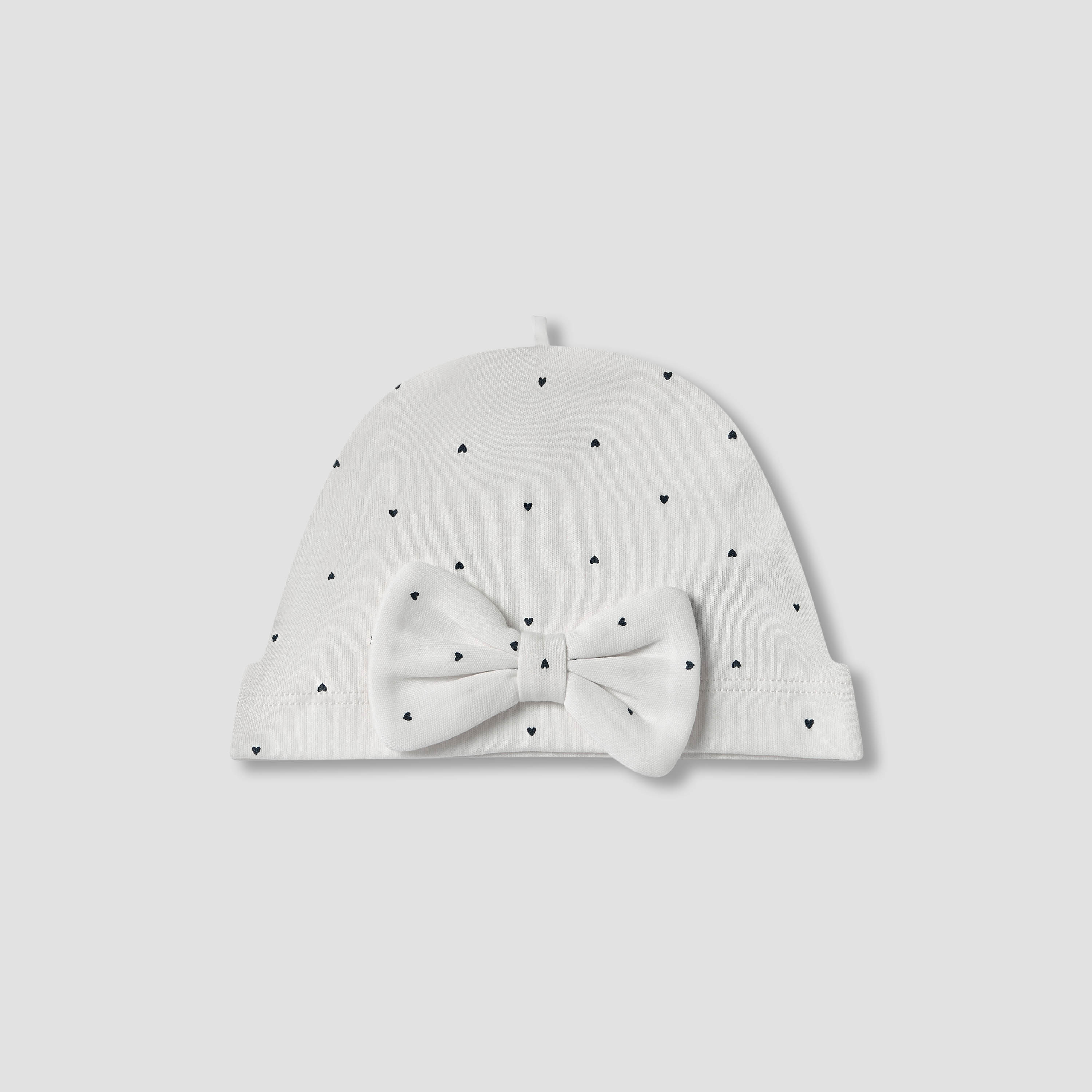 Juniors Heart Print Cap with Bow Accent-baby-girls-accessories-caps-image-1
