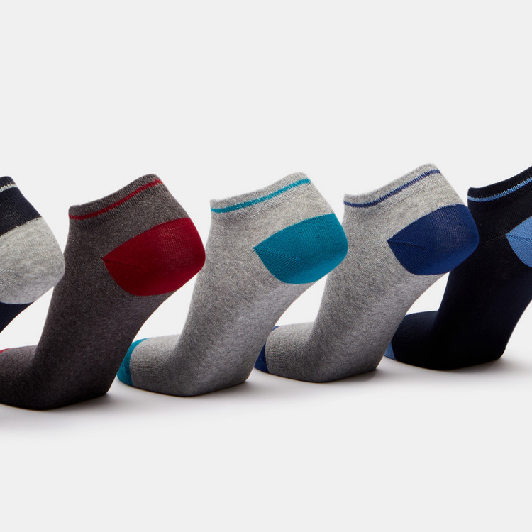 Solid Ankle Length Socks with Elasticated Hem - Set of 5