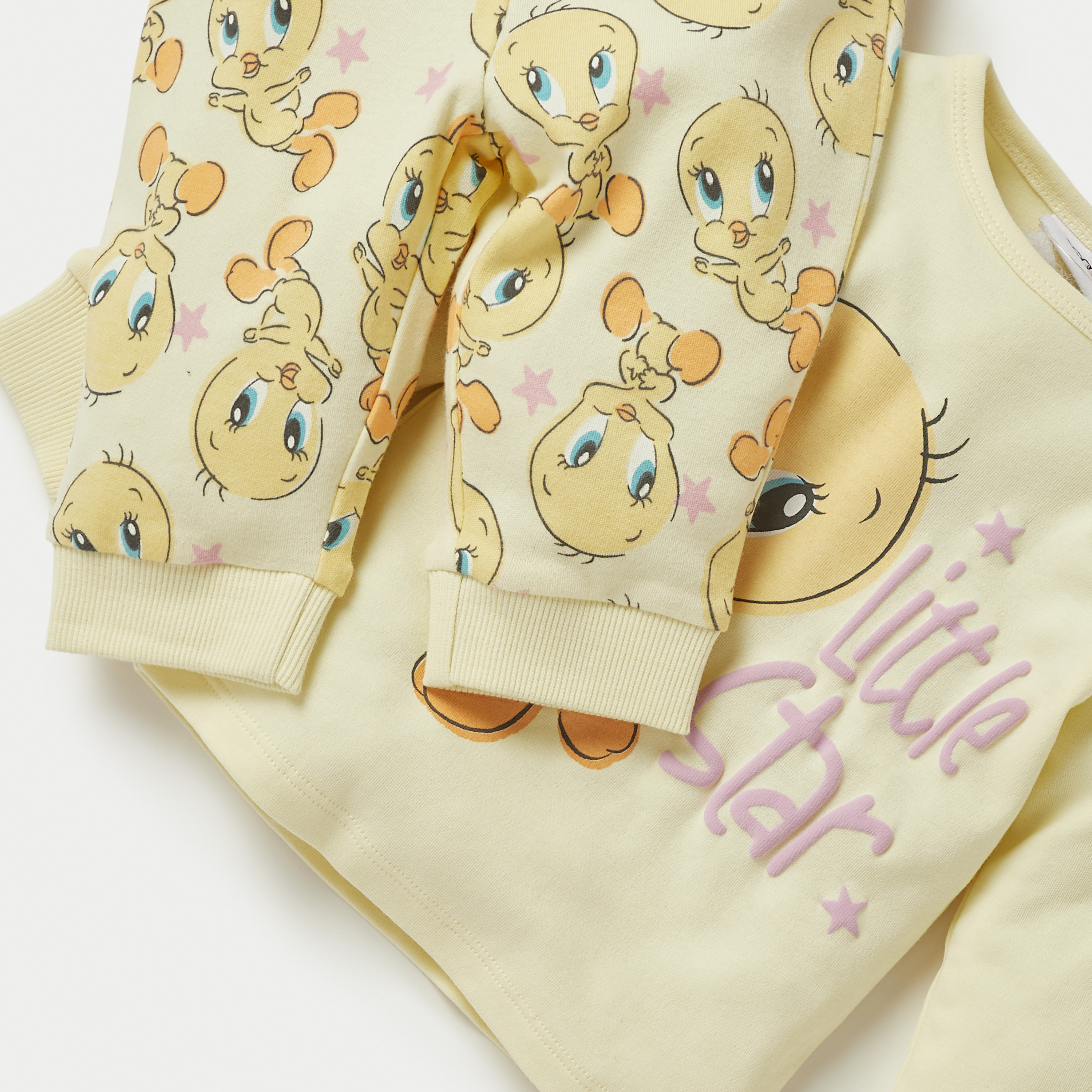 Tweety Print T-shirt and Pyjama Set-baby-girls-clothing-nightwear-pyjamasets-image-5