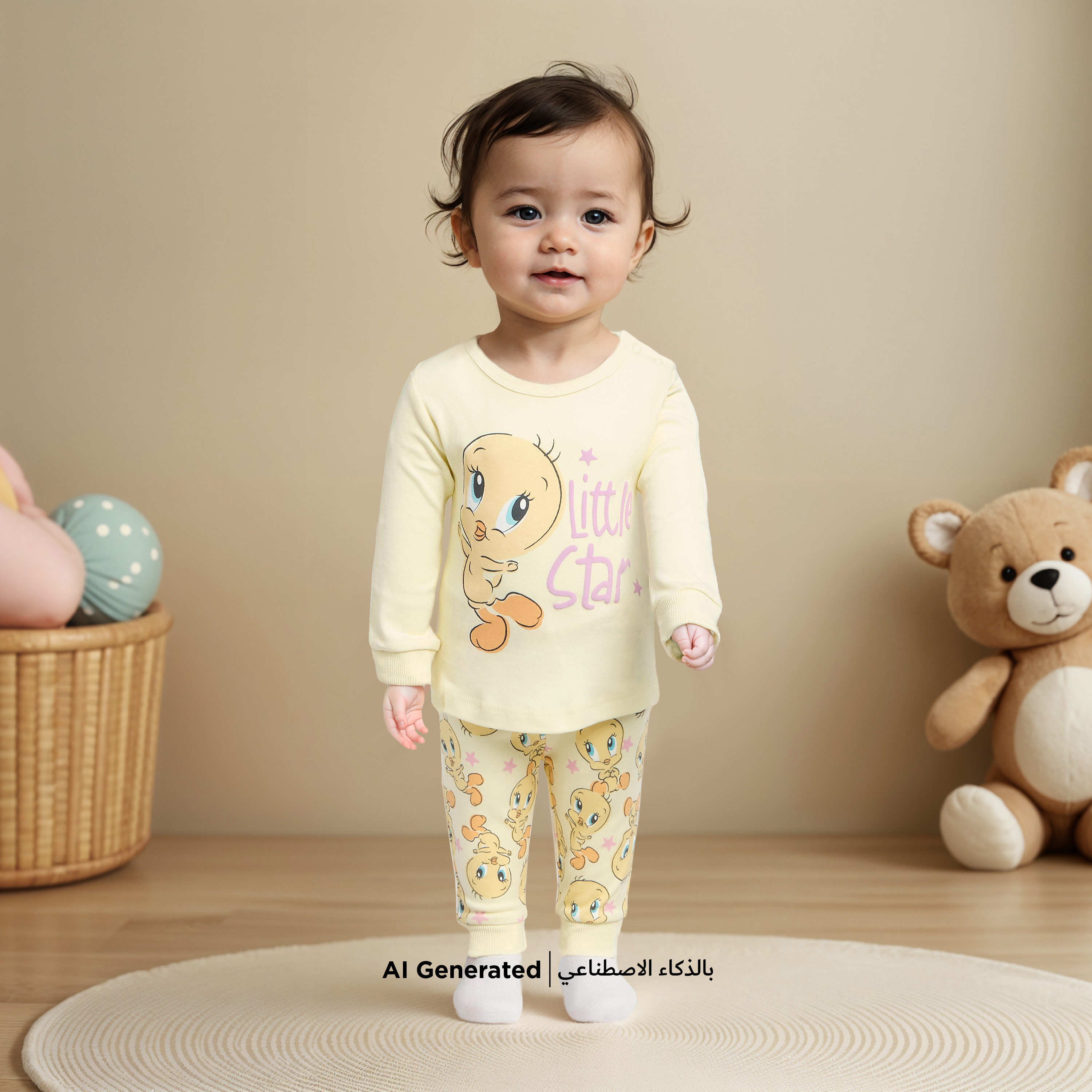 Tweety Print T-shirt and Pyjama Set-baby-girls-clothing-nightwear-pyjamasets-image-6