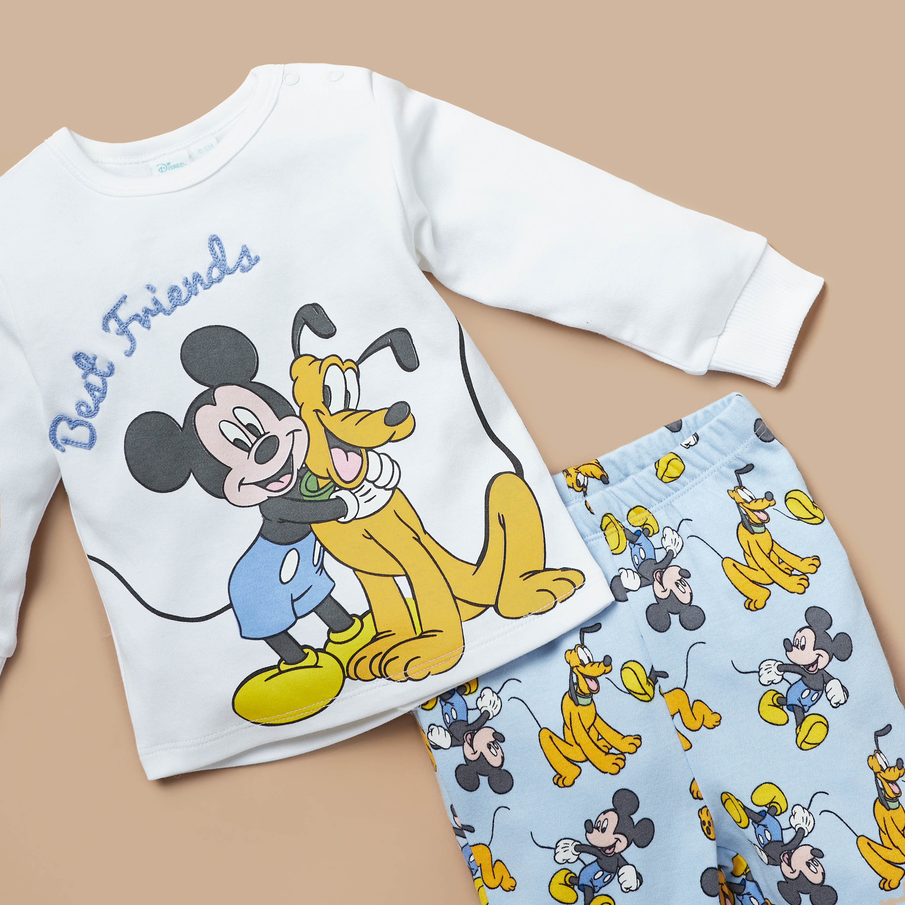 Disney Mickey Mouse and Goofy Print T-shirt and Pyjama Set-baby-boys-clothing-nightwear-pyjamasets-image-4