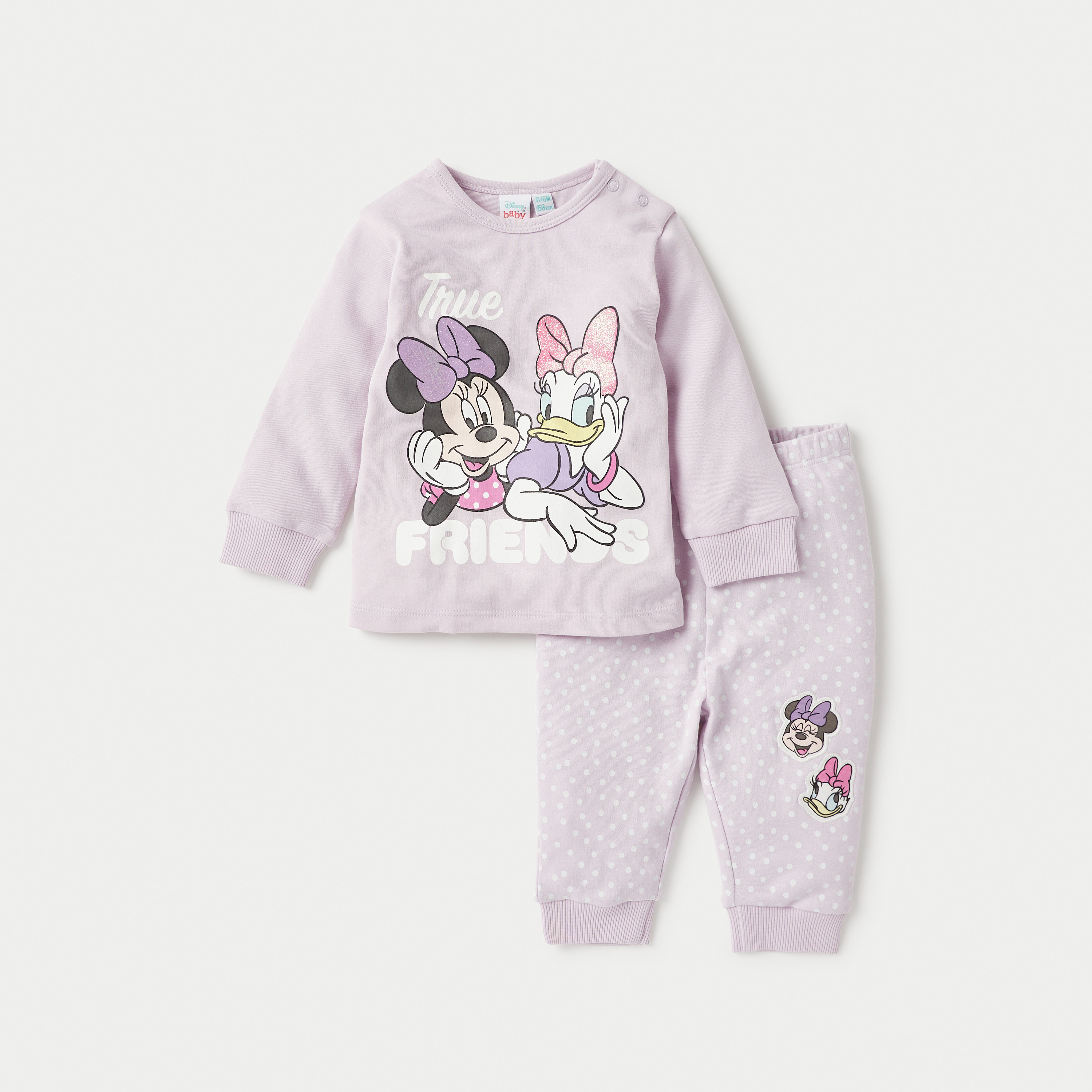Disney Minnie Mouse and Daisy Duck Print Sweatshirt and Pyjama Set-baby-girls-clothing-nightwear-pyjamasets-image-1