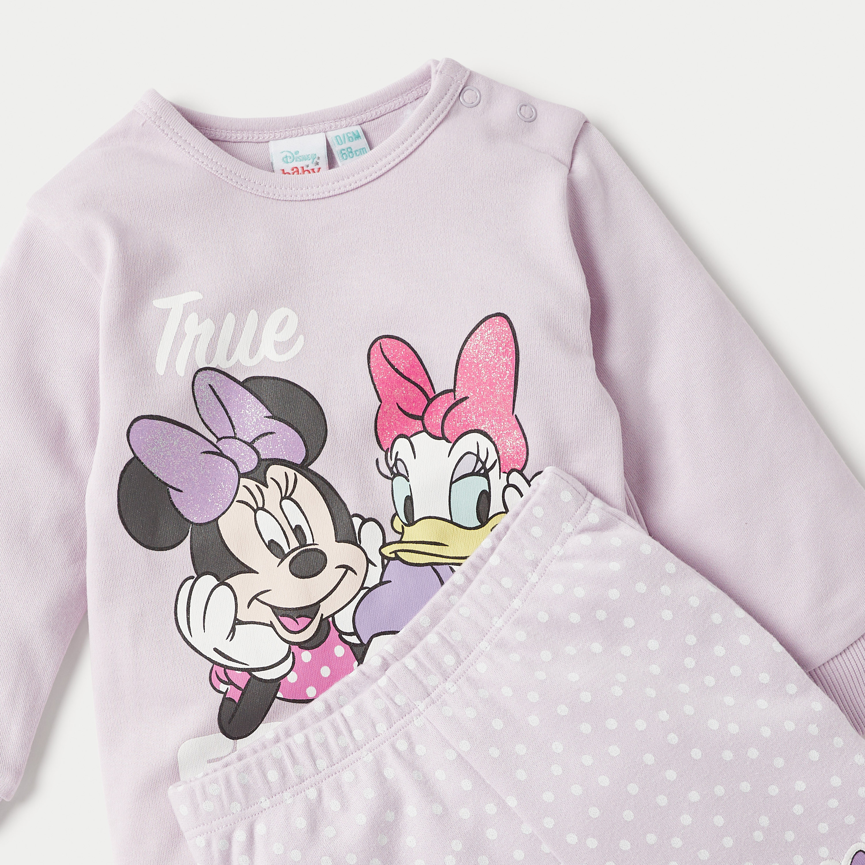 Disney Minnie Mouse and Daisy Duck Print Sweatshirt and Pyjama Set-baby-girls-clothing-nightwear-pyjamasets-image-4