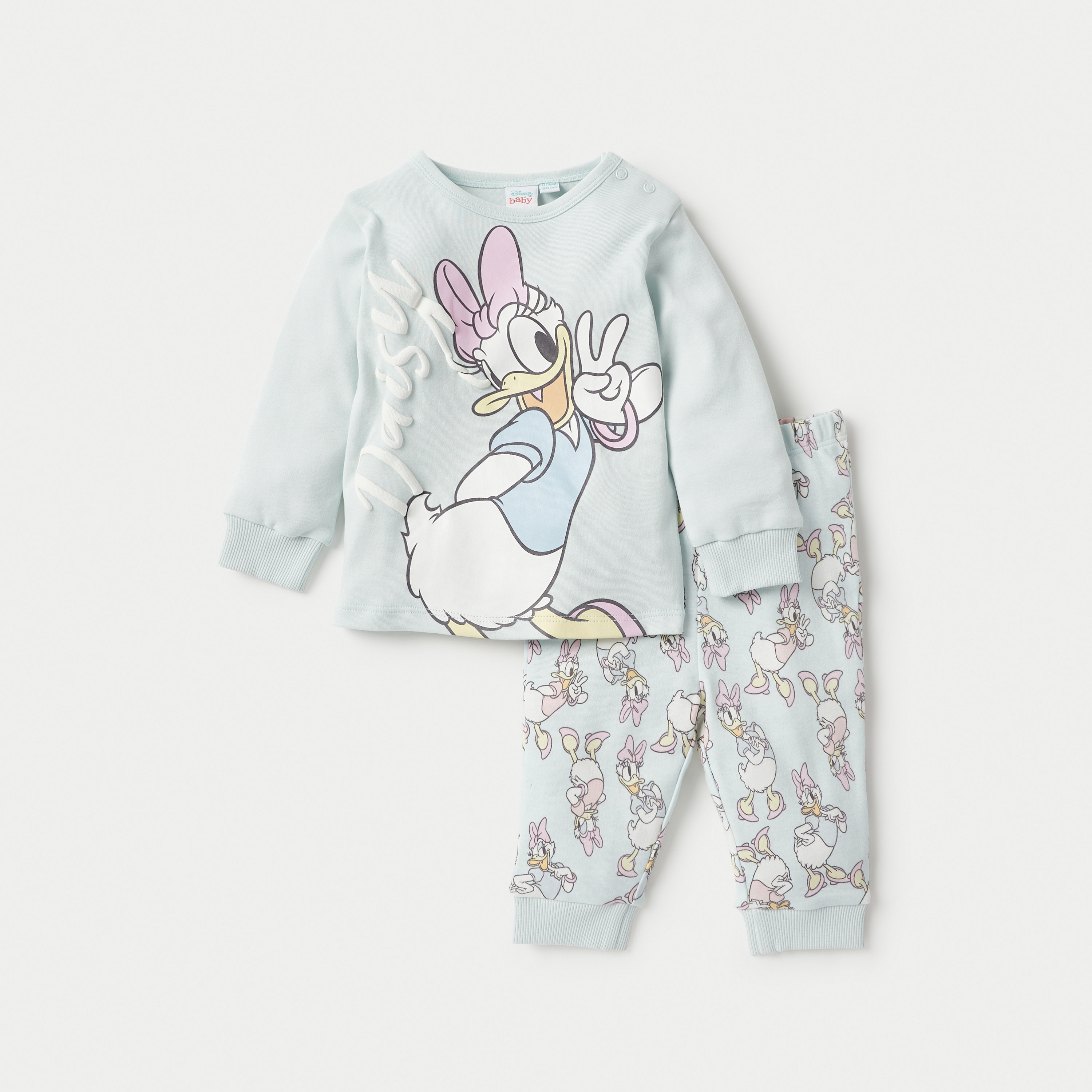 Disney Daisy Duck Print Sweatshirt and Pyjama Set-baby-girls-clothing-nightwear-pyjamasets-image-1