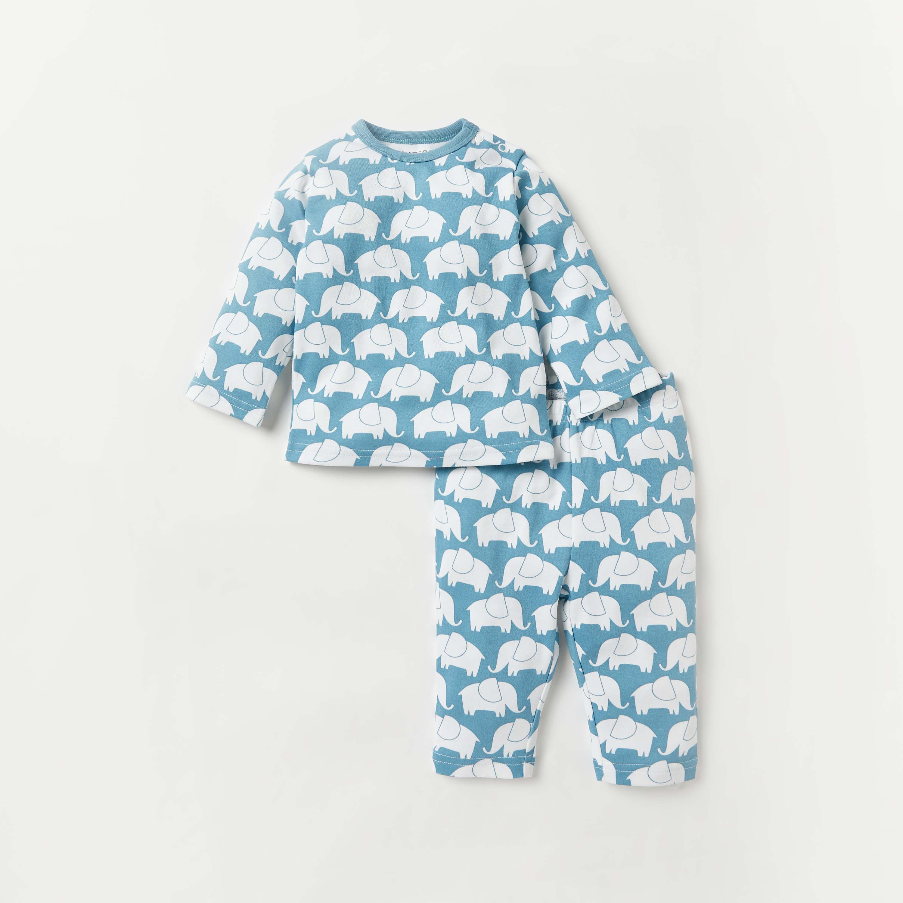 طقم بنطلون بيجاما وتيشيرت بطبعات فيل من جونيورز-baby-boys-clothing-nightwear-pyjamasets-image-1