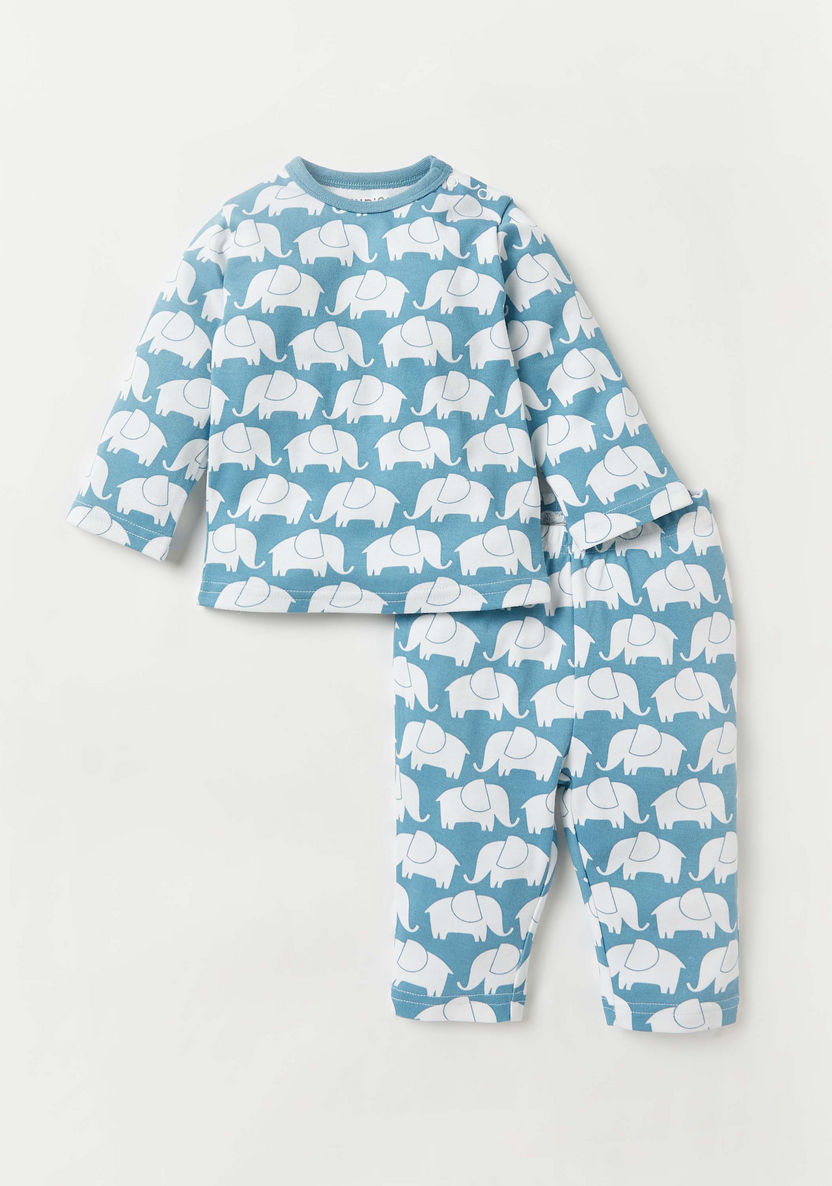 Juniors All-Over Elephant Print T-shirt and Pyjama Set-Pyjama Sets-image-0