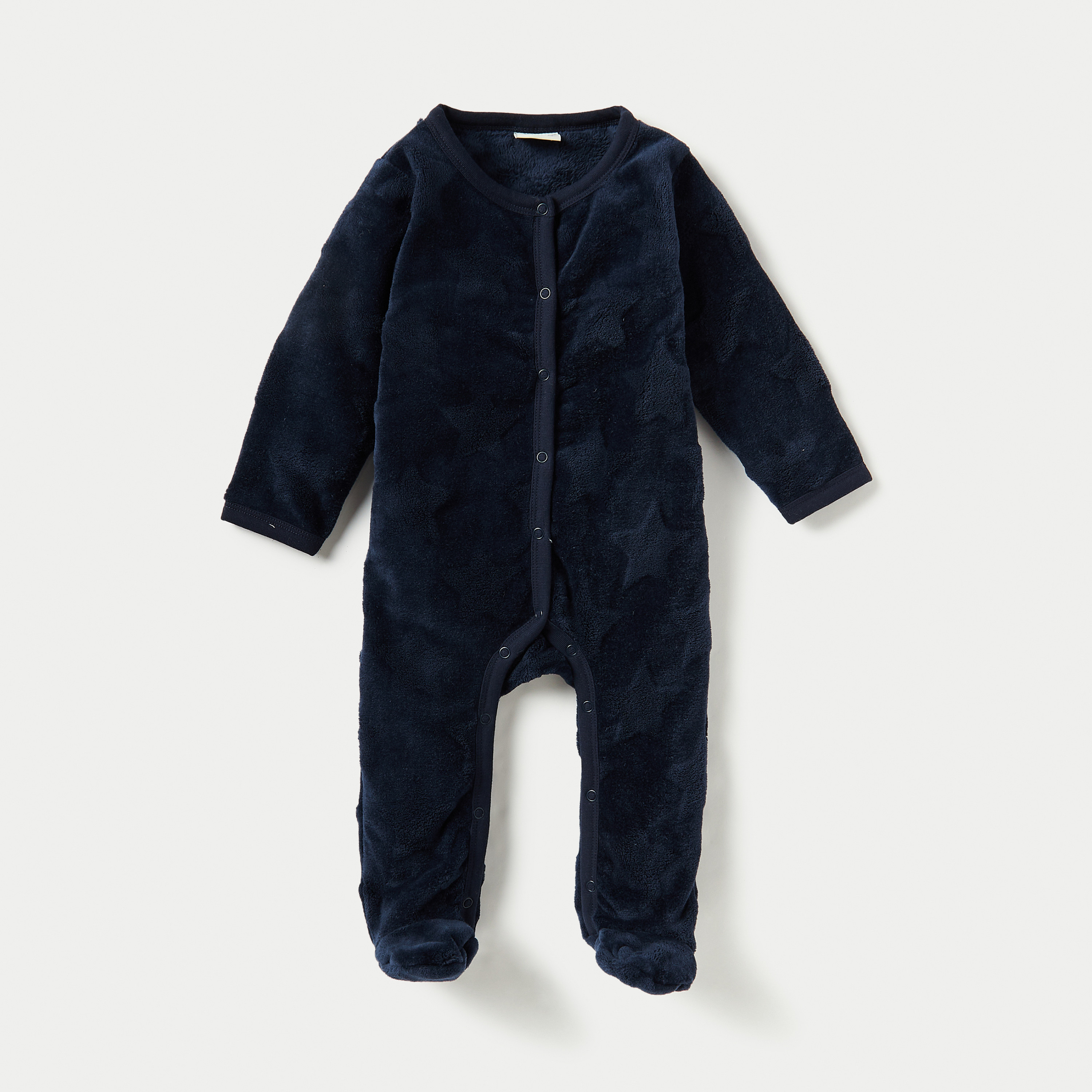 Juniors Textured Closed Feet Sleepsuit with Long Sleeves-baby-boys-clothing-nightwear-sleepsuits-image-1