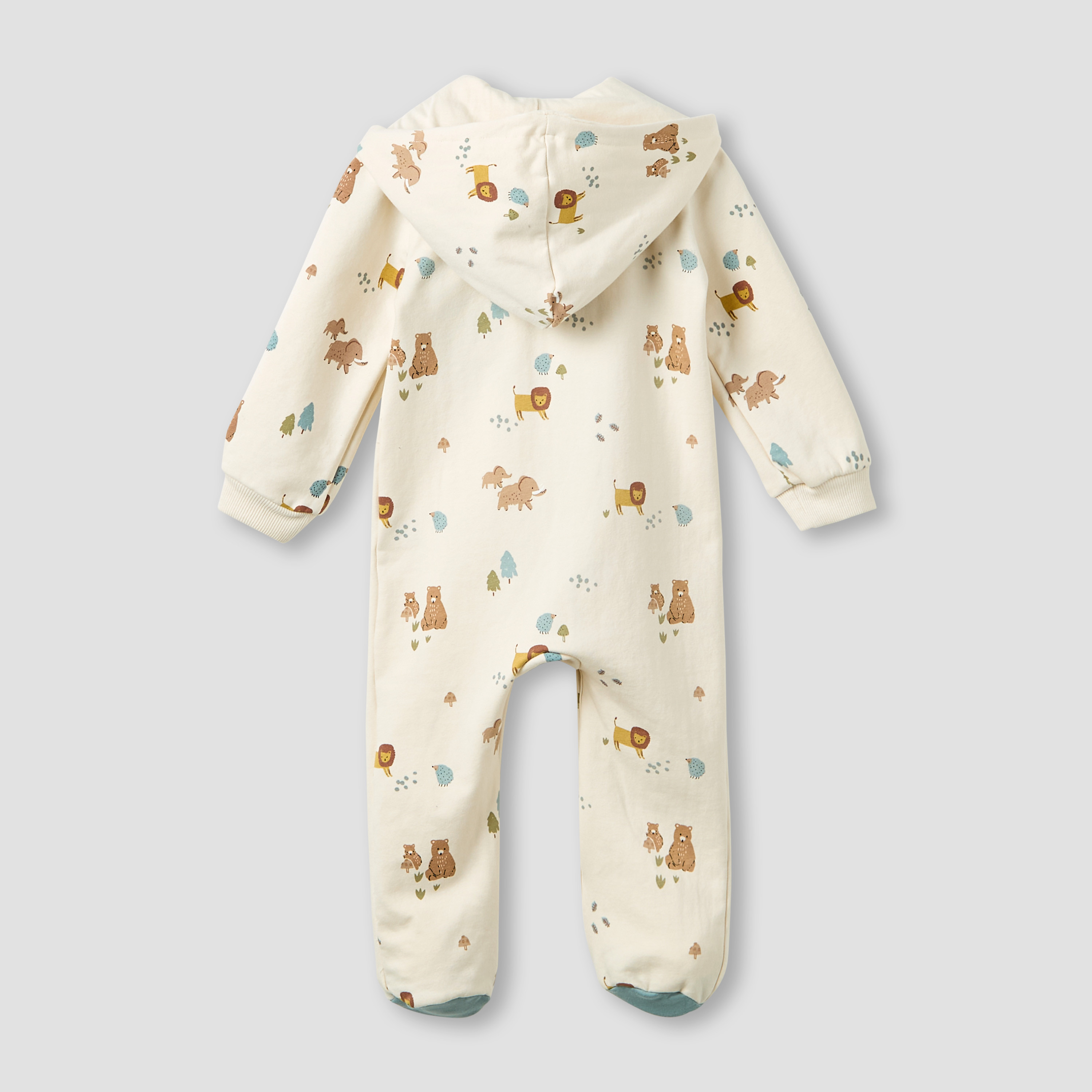 Juniors Hooded Neck Sleepsuit with Snap Button Closure - Cotton - Long Sleeves-baby-boys-clothing-nightwear-sleepsuits-image-2