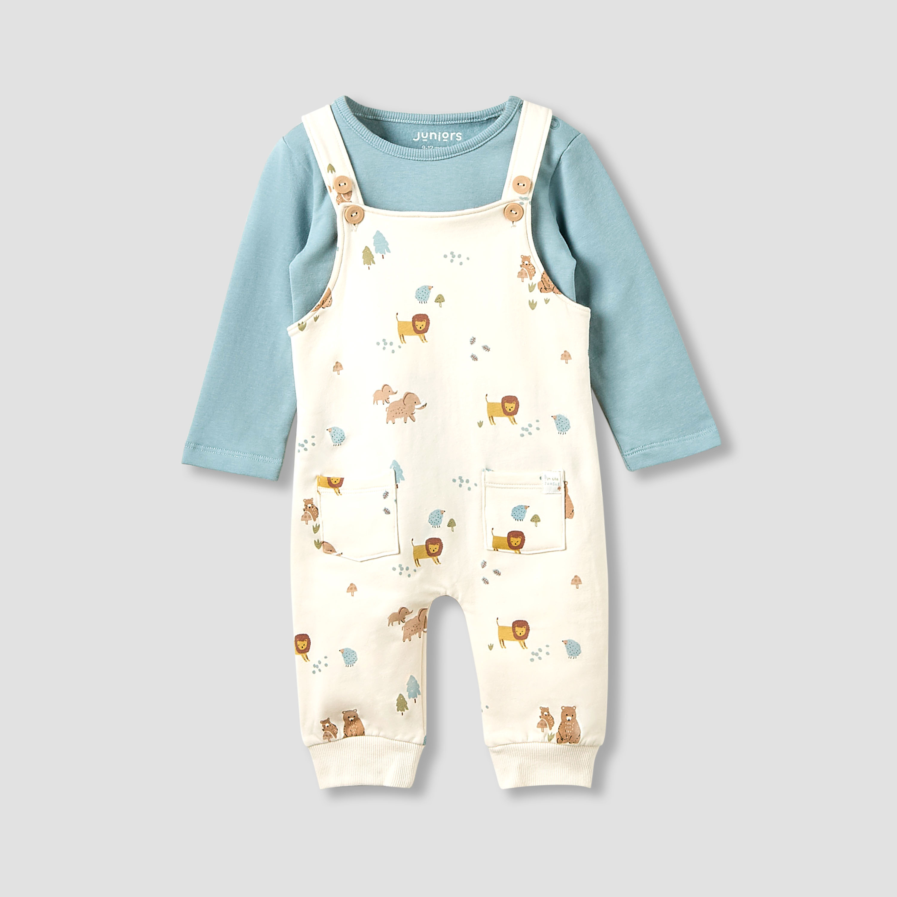 طقم دنغري بحمالات قابلة للتعديل وبرقبة ضيقة وأكمام طويلة للأولاد من جونيورز-baby-boys-clothing-rompers-image-6