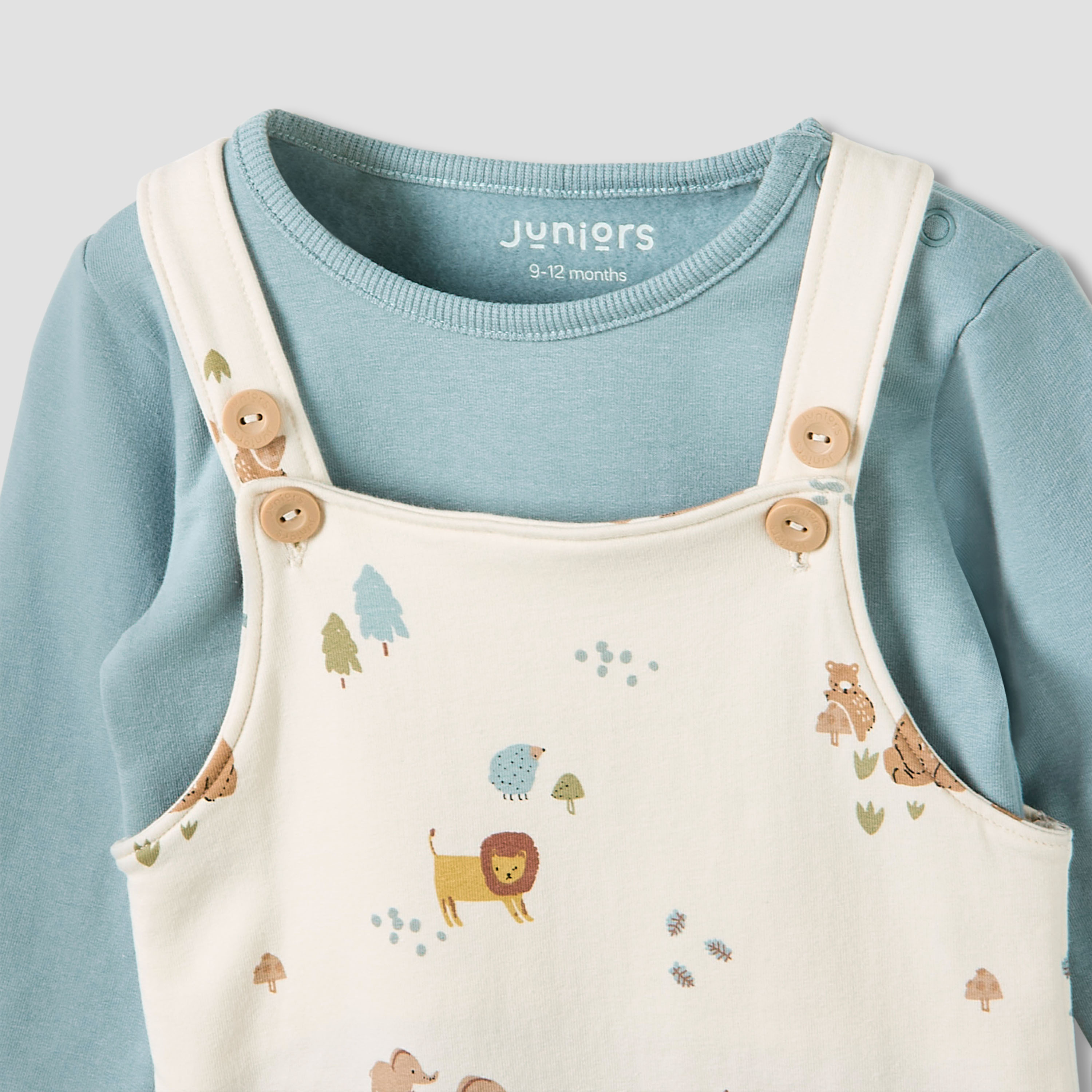 طقم دنغري بحمالات قابلة للتعديل وبرقبة ضيقة وأكمام طويلة للأولاد من جونيورز-baby-boys-clothing-rompers-image-3