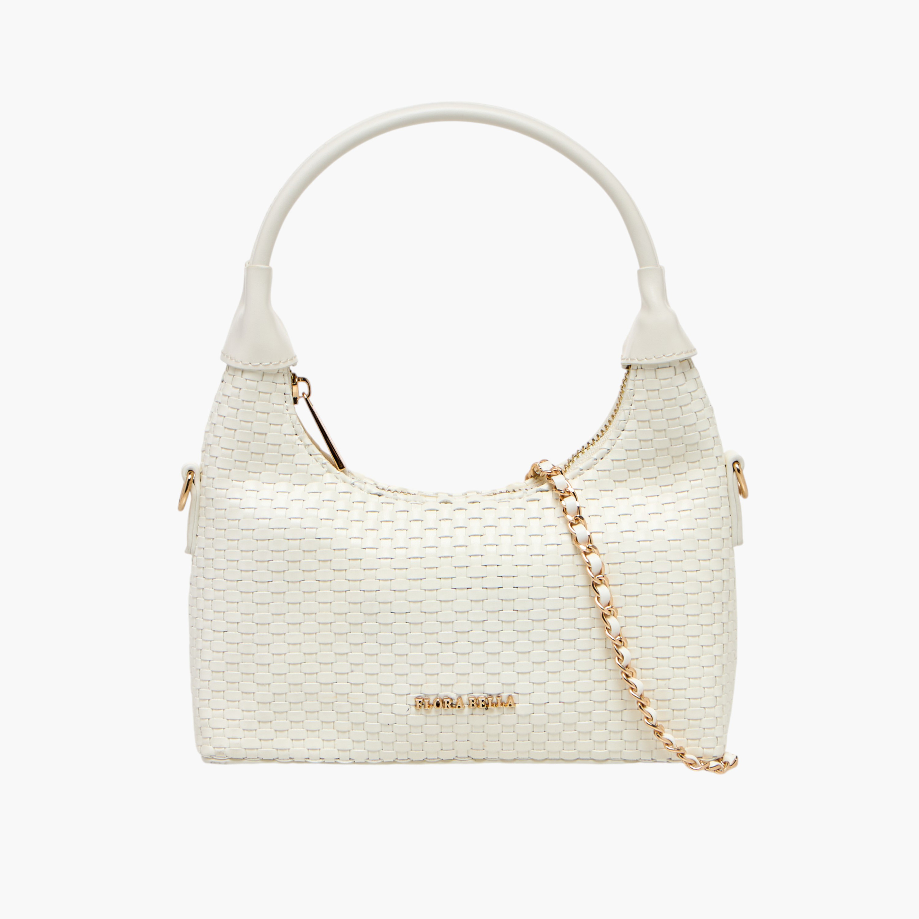 Flora Bella Weave Textured Shoulder Bag with Zip Closure-women-bagsandwallets-handbags-image-1