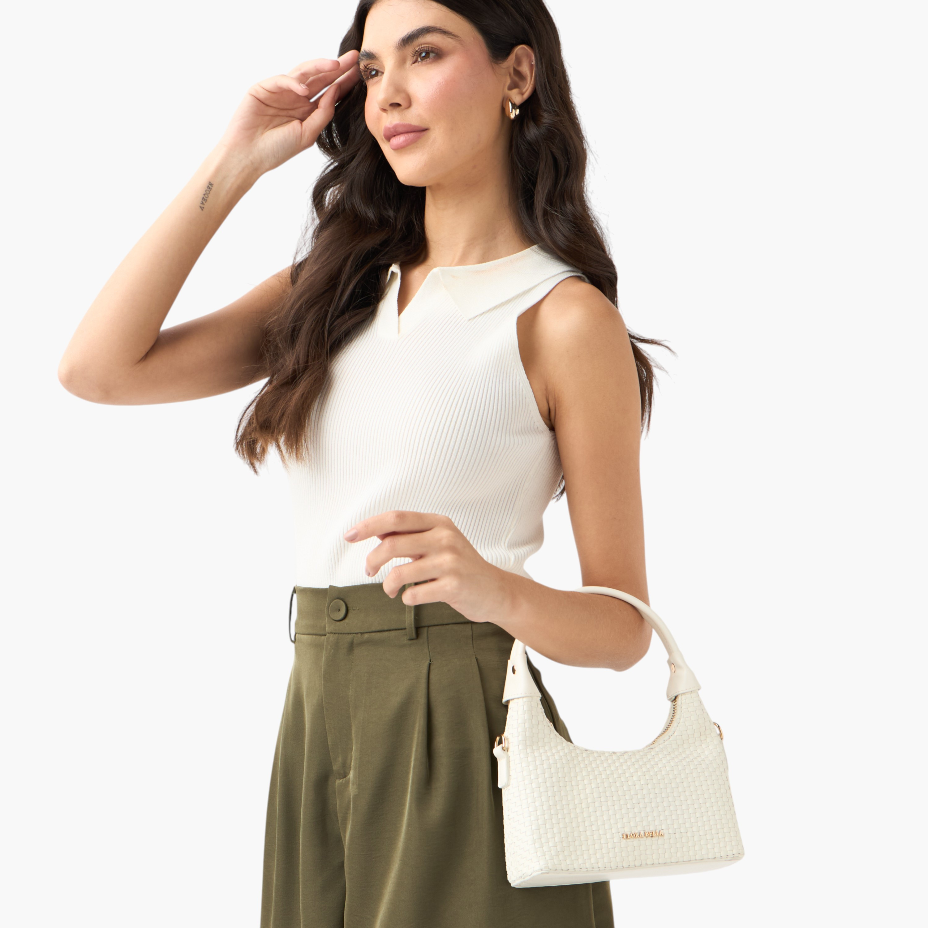 Flora Bella Weave Textured Shoulder Bag with Zip Closure-women-bagsandwallets-handbags-image-8