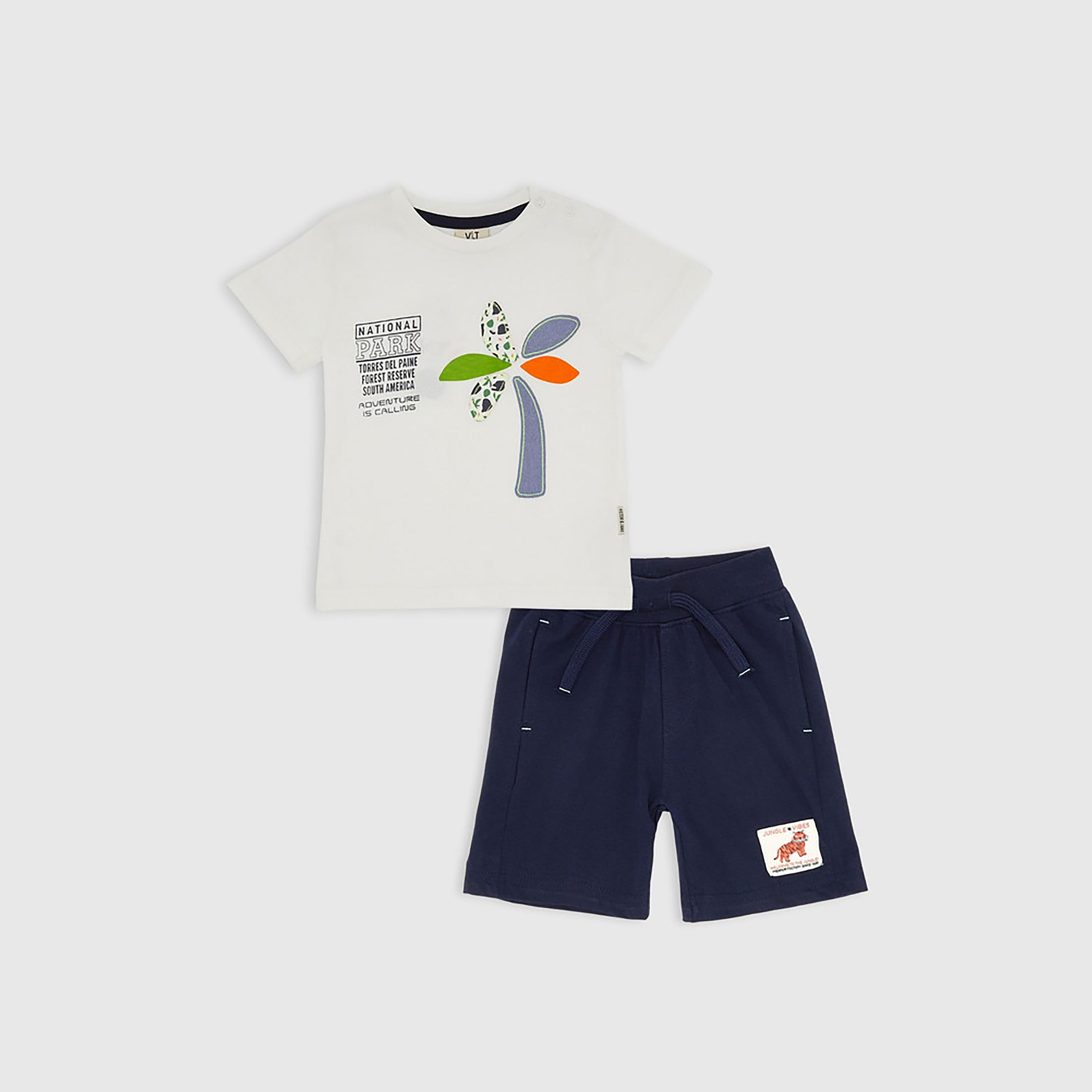 تيشيرت بأكمام قصيرة وطبعات مع شورت من فيكتور اند جين-baby-boys-clothing-setsandcoords-image-1