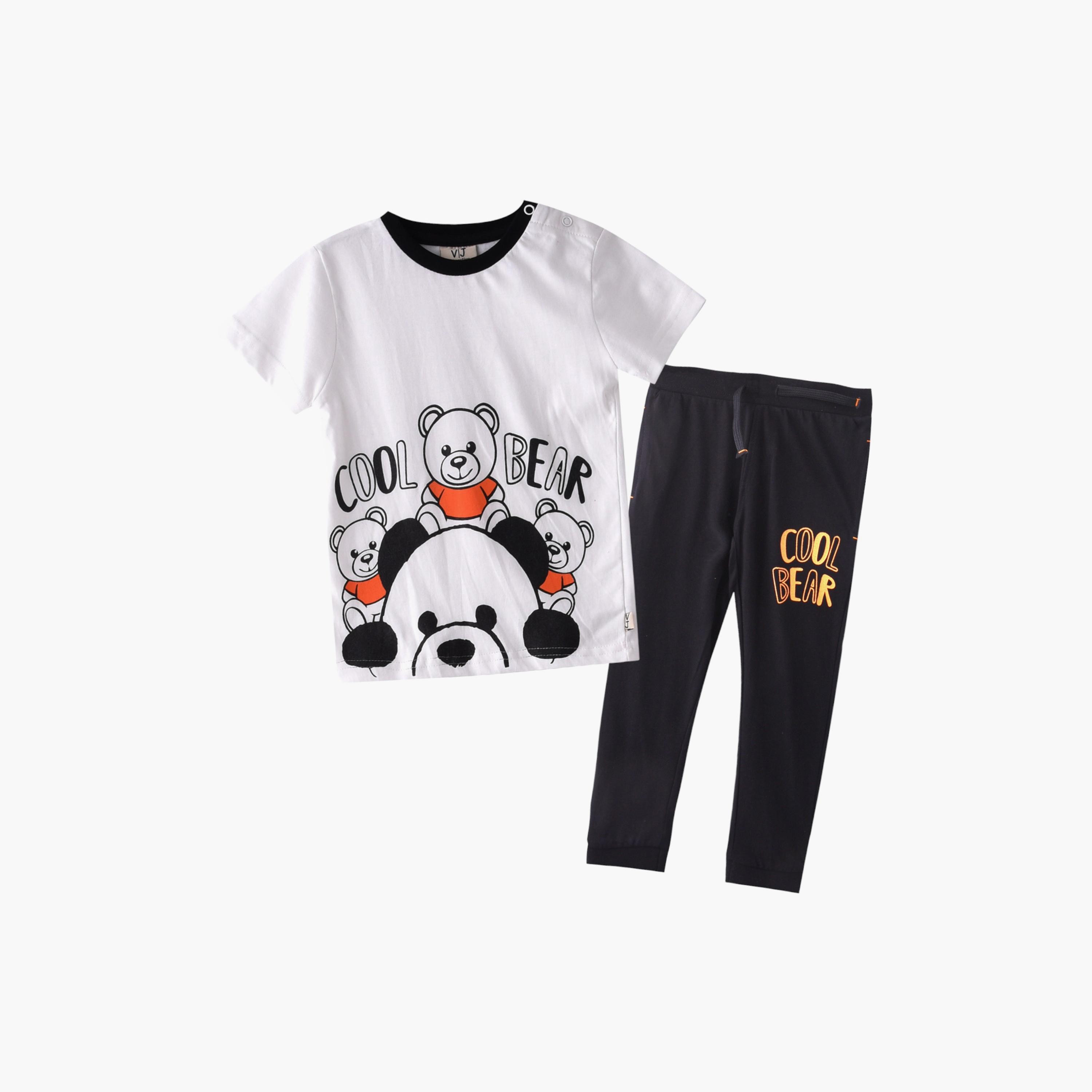 طقم تي شيرت وبنطال ركض كول بير من فيكتور اند جين -baby-boys-clothing-setsandcoords-image-1