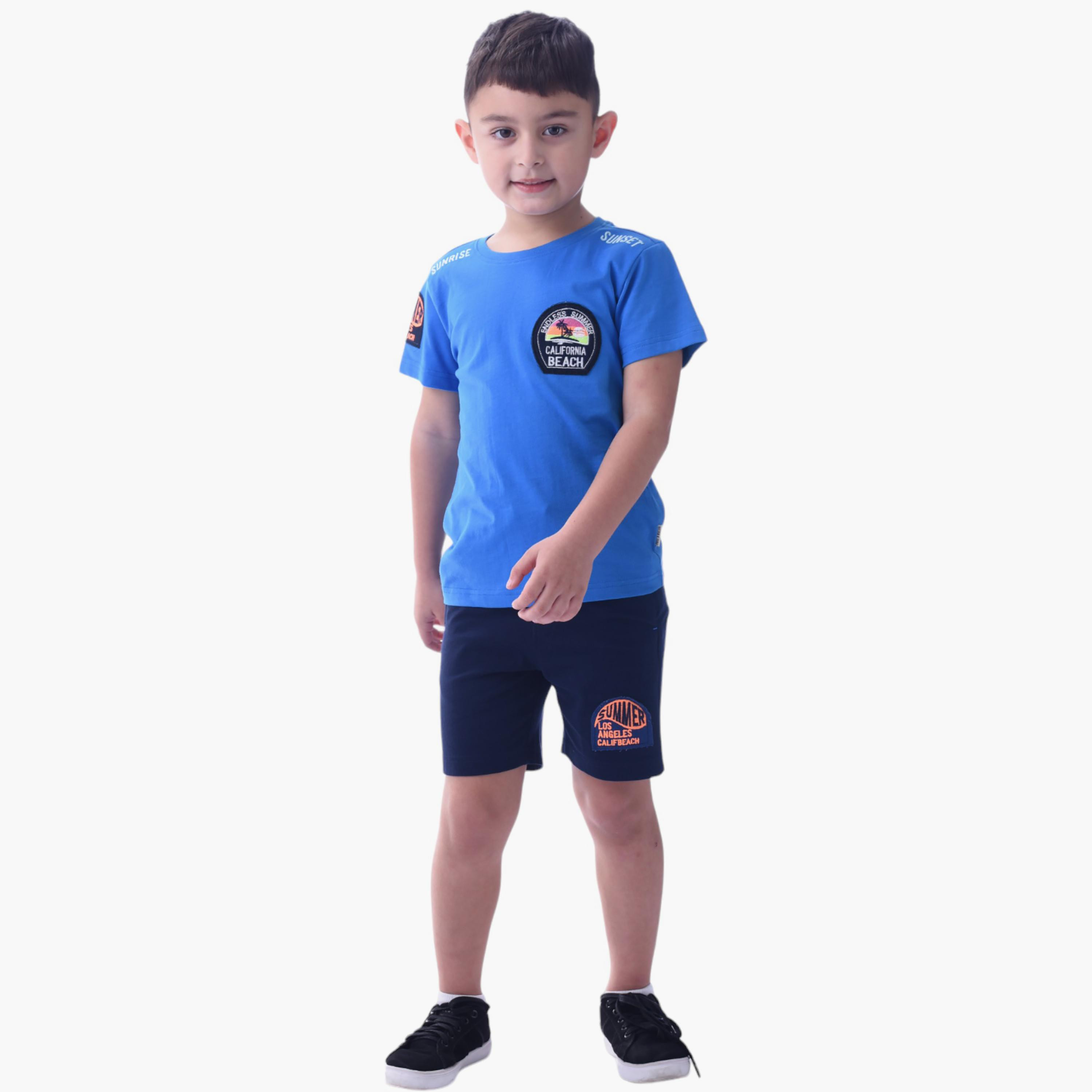 طقم تي شيرت وشورت  قطن 100% قطعتين مطبوع من فيكتور آند جين-boys-clothing-setsandcoords-image-1