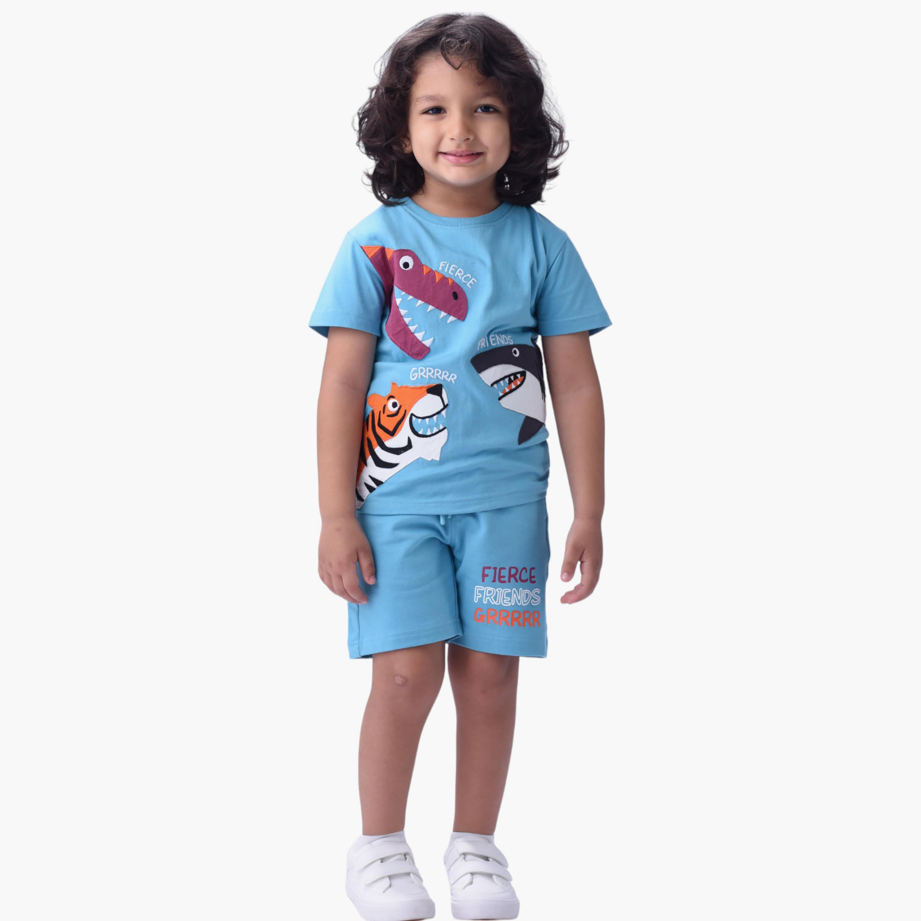 Victor and Jane 2-Piece Printed 100% Cotton T-Shirt & Shorts Set-boys-clothing-setsandcoords-image-1
