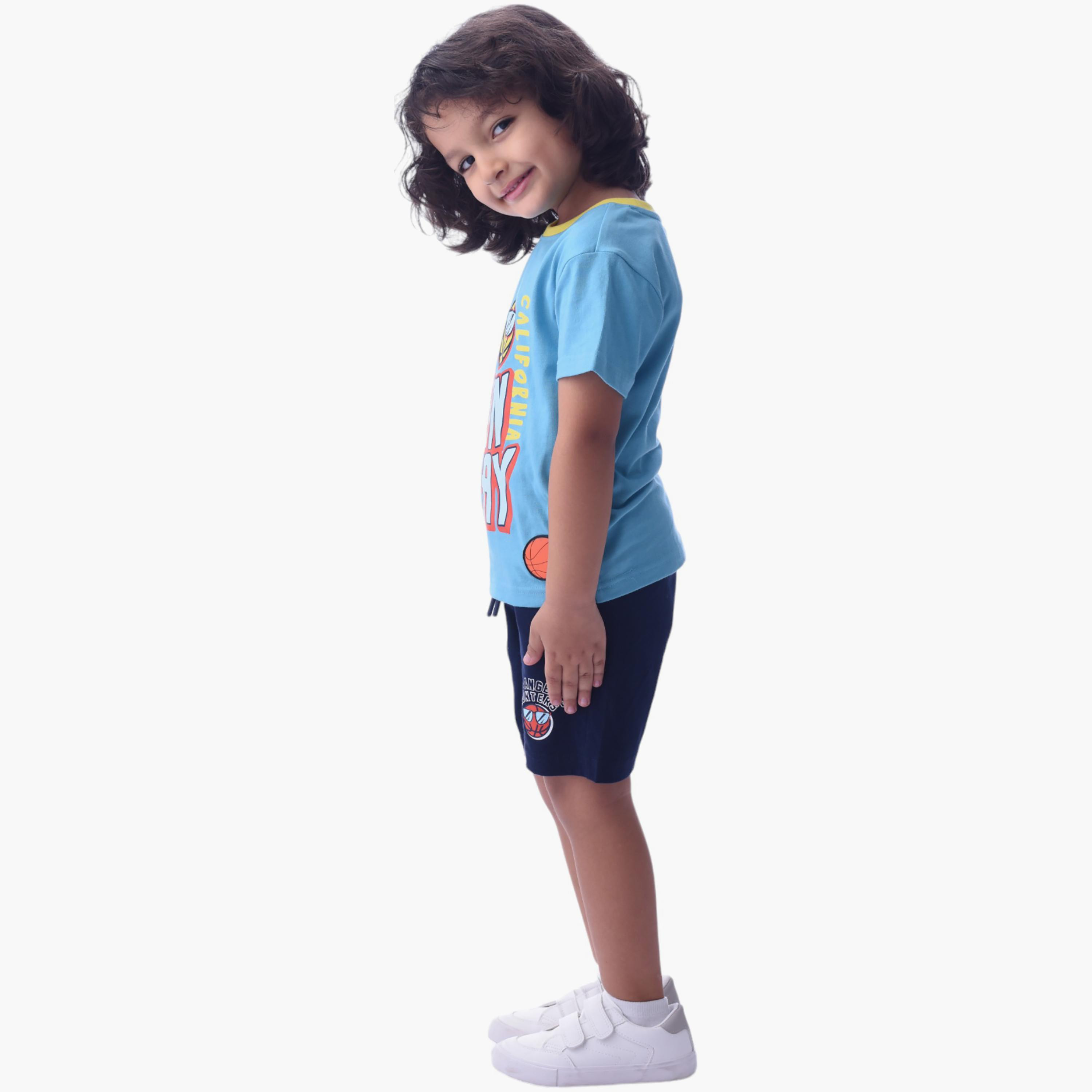 Victor and Jane 2-Piece Go Run Play Printed 100% Cotton T-Shirt & Shorts Set-boys-clothing-setsandcoords-image-3