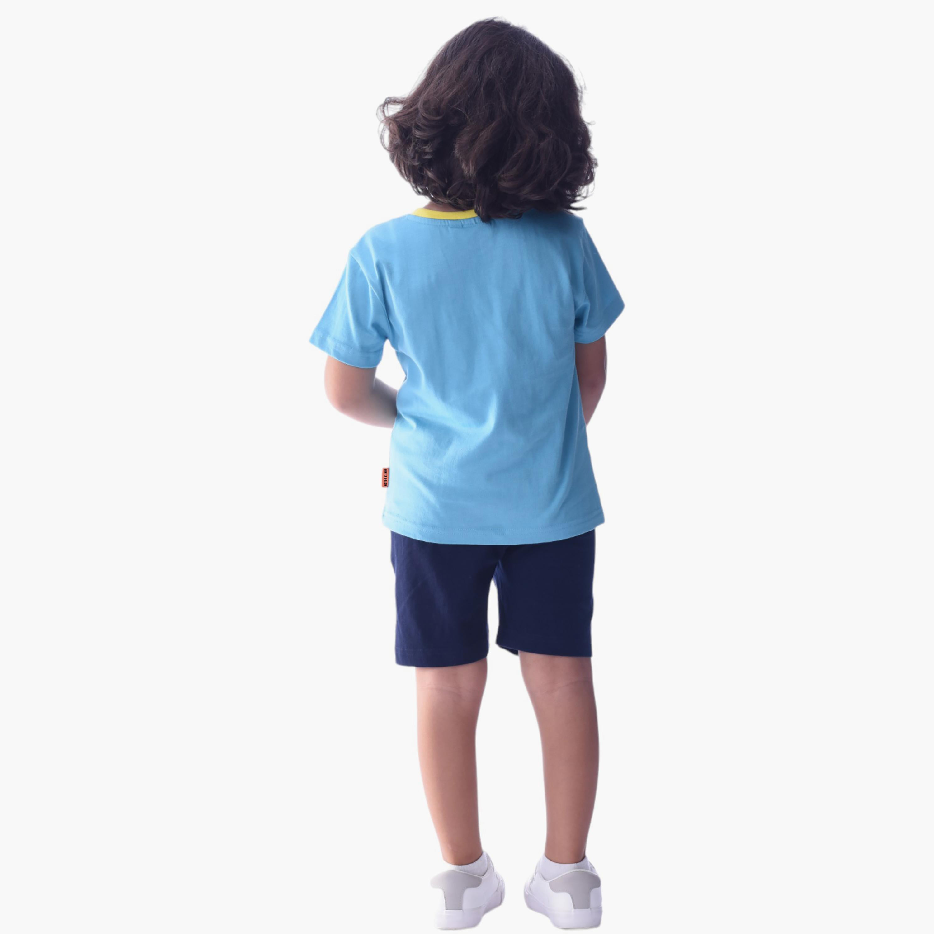 طقم تي شيرت وشورت  قطن 100% قطعتين بطبعة جو ران بلاي من فيكتور آند جين-boys-clothing-setsandcoords-image-4