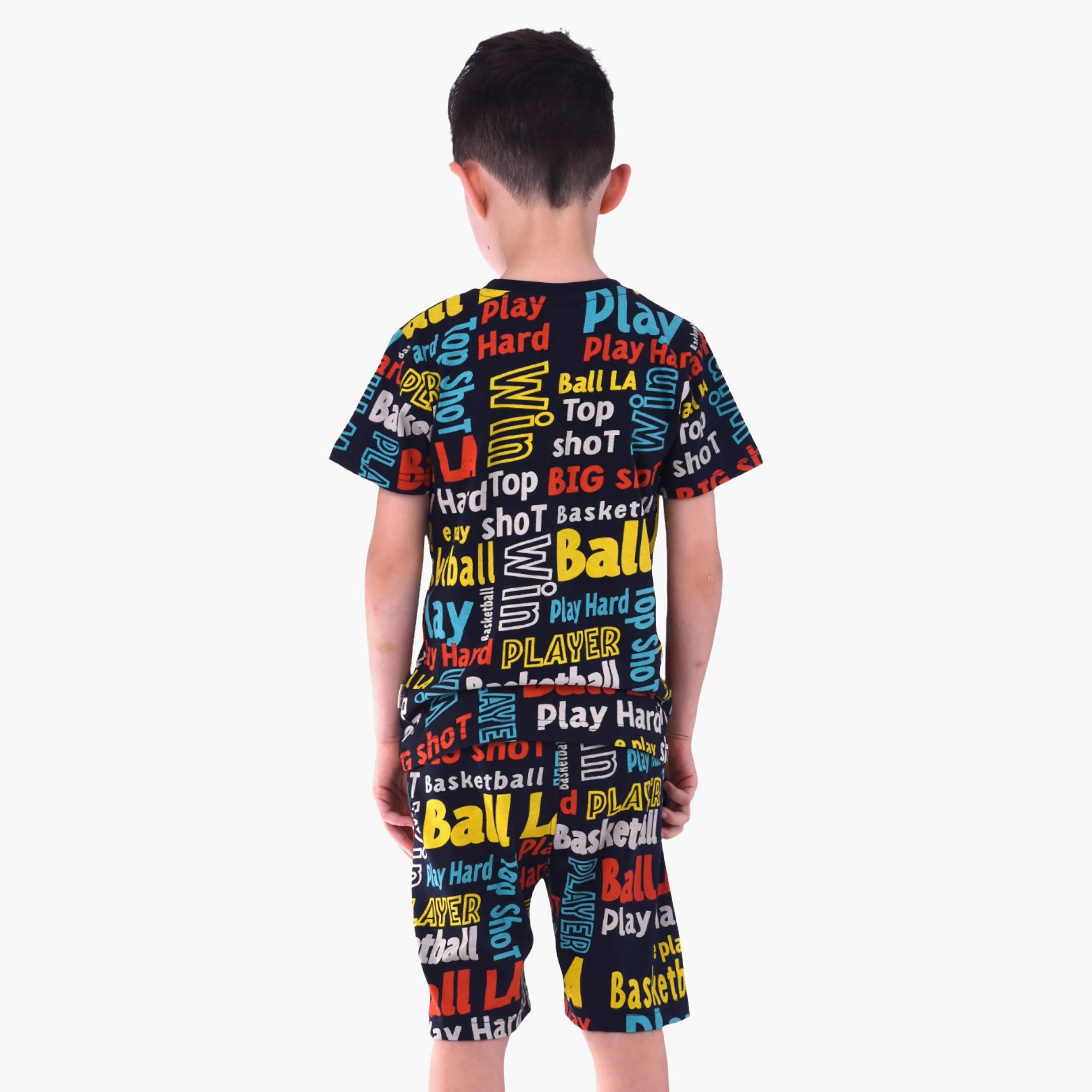 طقم تي شيرت بأكمام قصيرة وشورت مطبوع من فيكتور اند جين-boys-clothing-setsandcoords-image-3