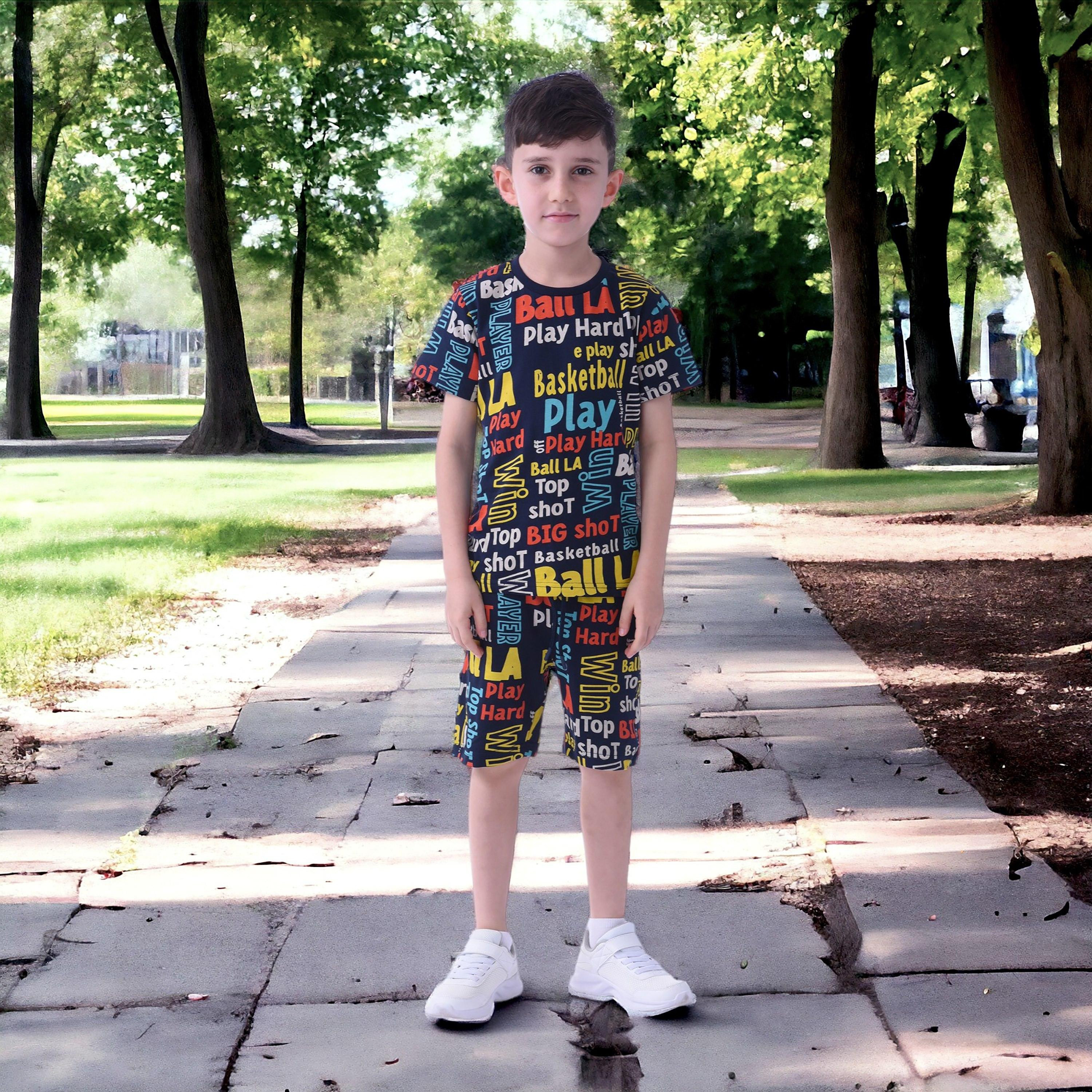 Victor and Jane Printed Short Sleeves T-Shirt & Shorts Set-boys-clothing-setsandcoords-image-5