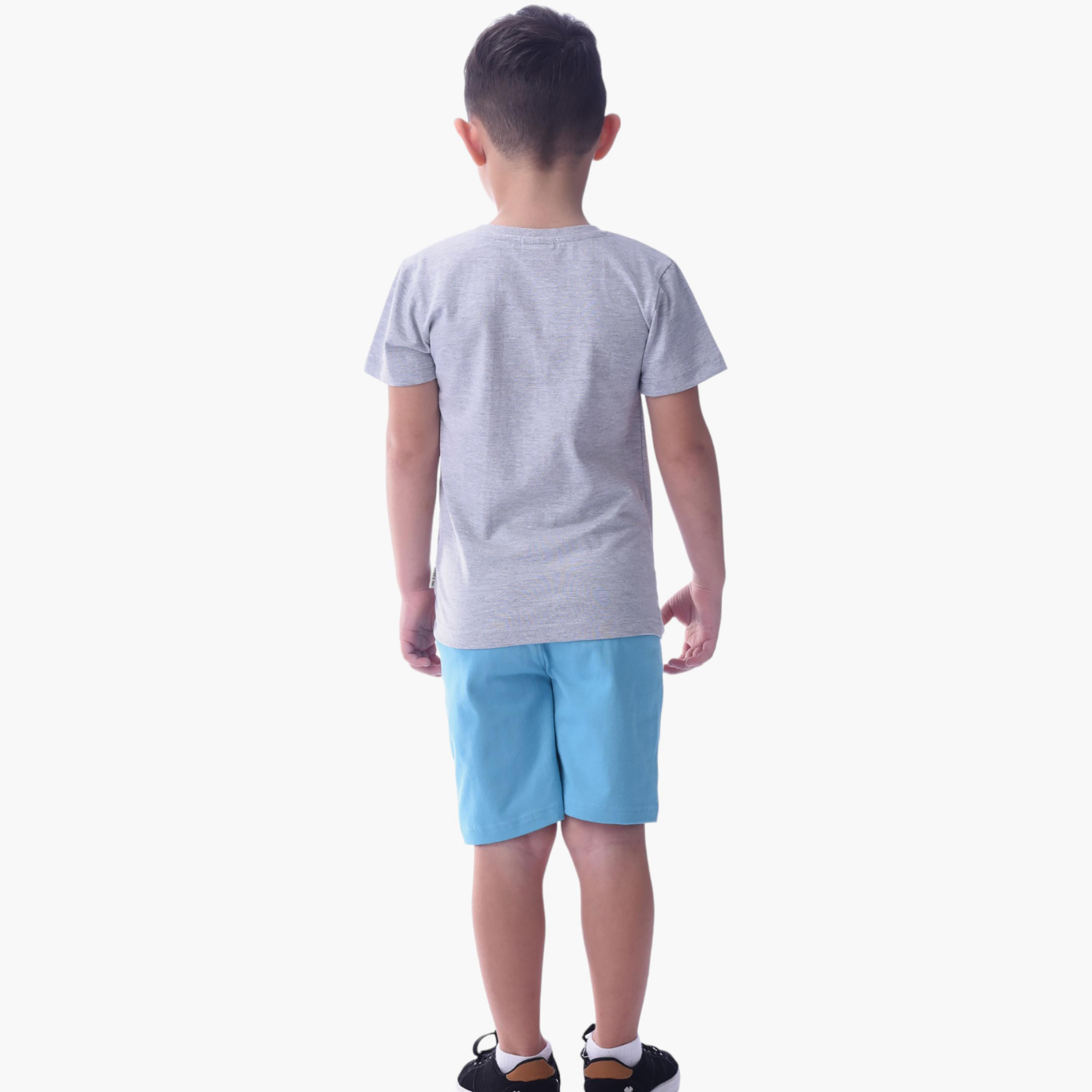 طقم تي شيرت وشورت  قطن 100% قطعتين مطبوع من فيكتور آند جين-boys-clothing-setsandcoords-image-2