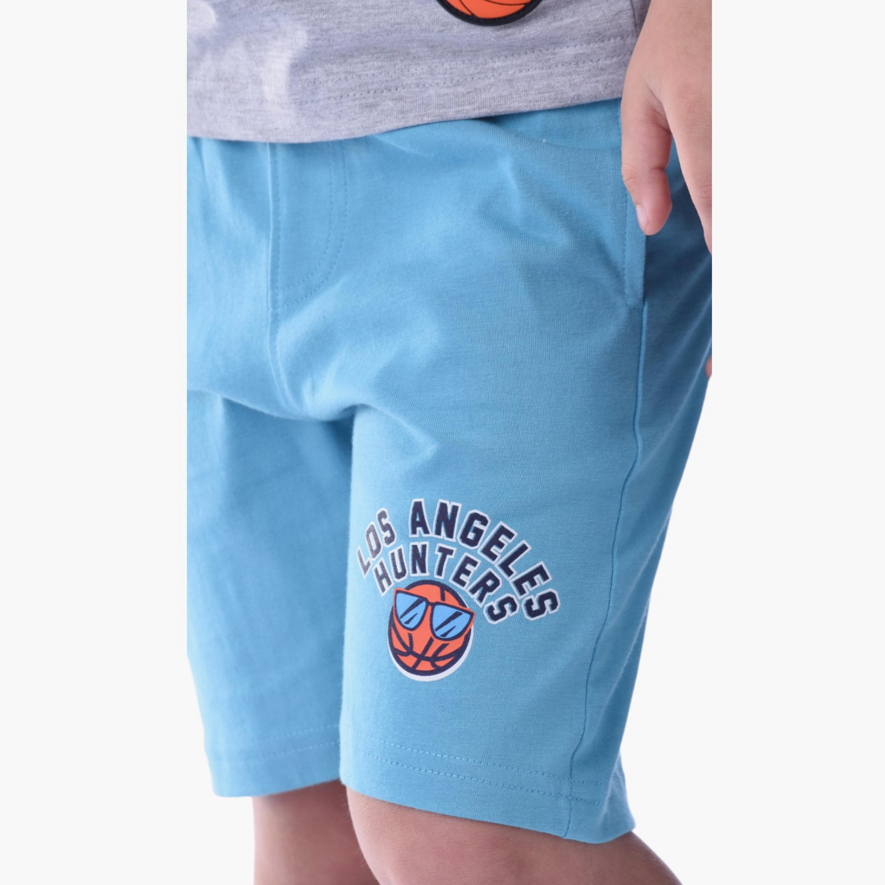 طقم تي شيرت وشورت  قطن 100% قطعتين مطبوع من فيكتور آند جين-boys-clothing-setsandcoords-image-4