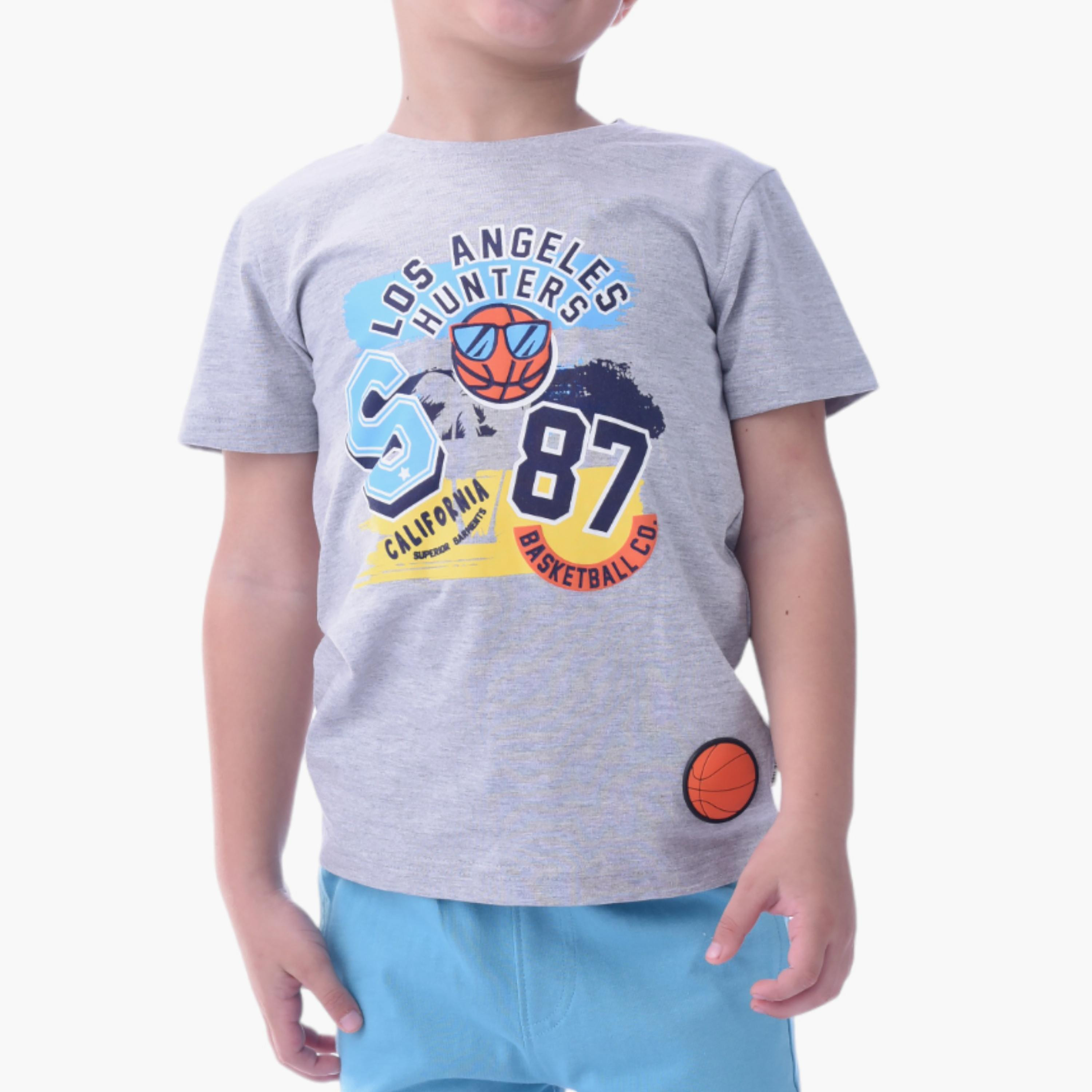 طقم تي شيرت وشورت  قطن 100% قطعتين مطبوع من فيكتور آند جين-boys-clothing-setsandcoords-image-5
