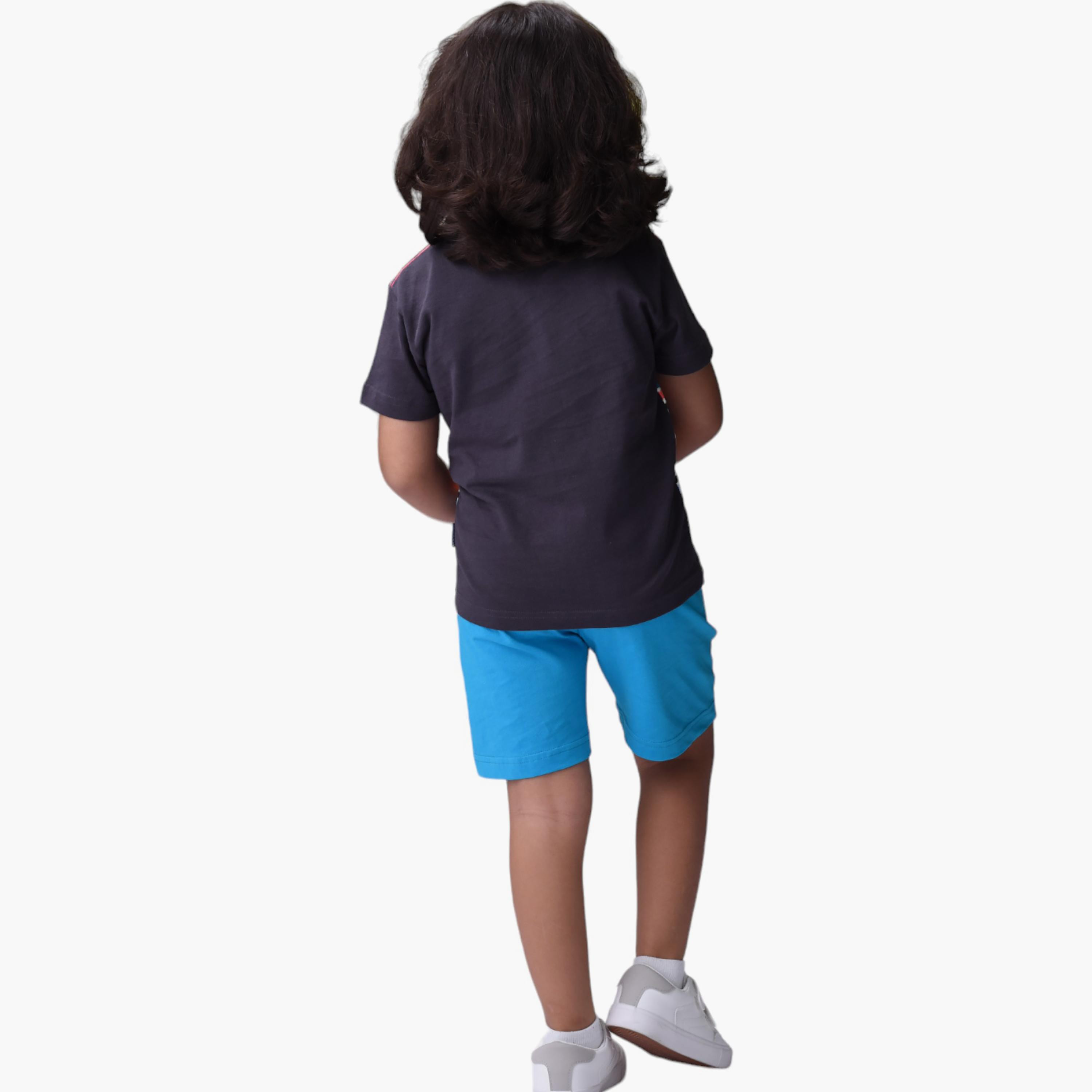 طقم تي شيرت وشورت  قطن 100% قطعتين بطبعة أوشين من فيكتور آند جين-boys-clothing-setsandcoords-image-2