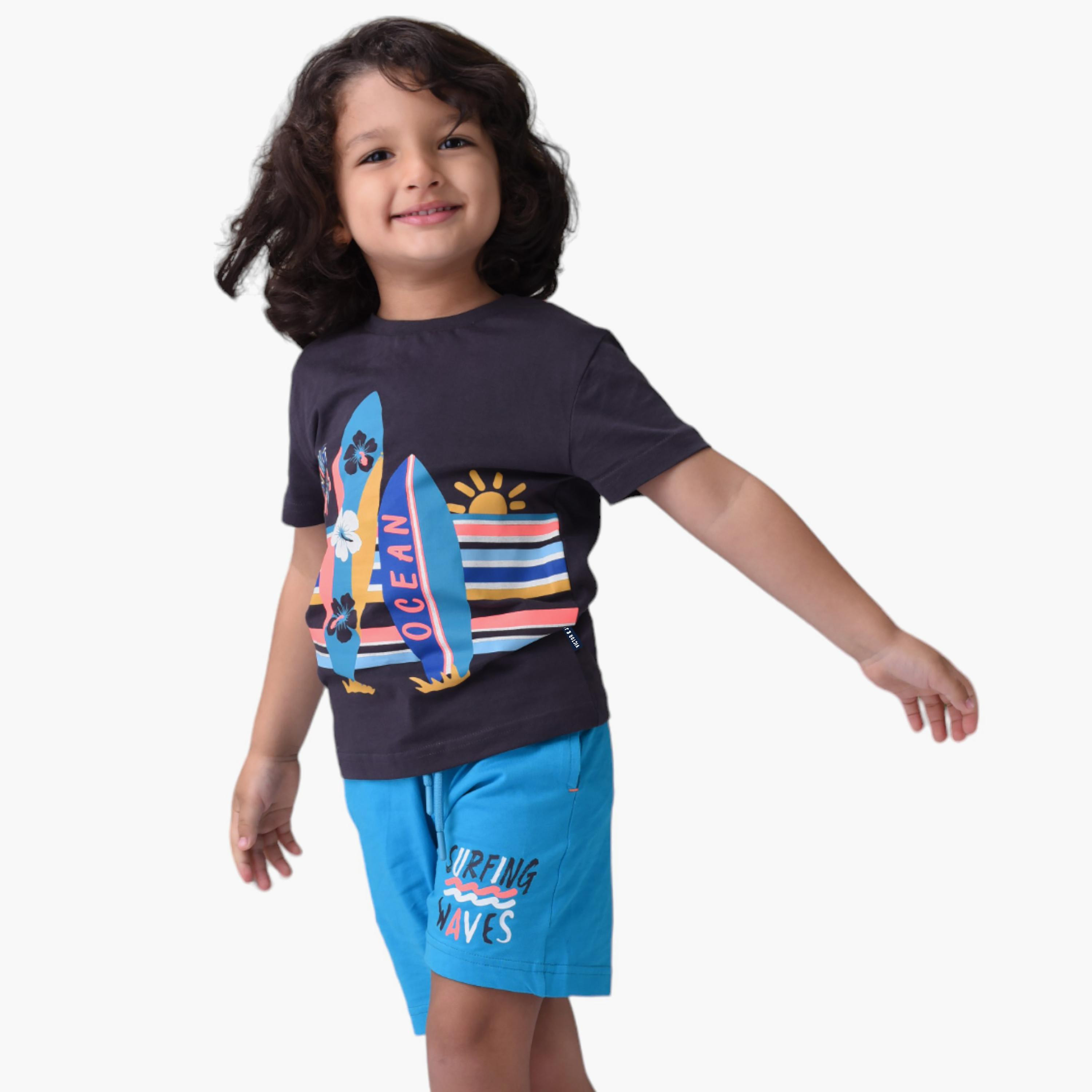 Victor and Jane 2-Piece Ocean Printed 100% Cotton T-Shirt & Shorts Set-boys-clothing-setsandcoords-image-3