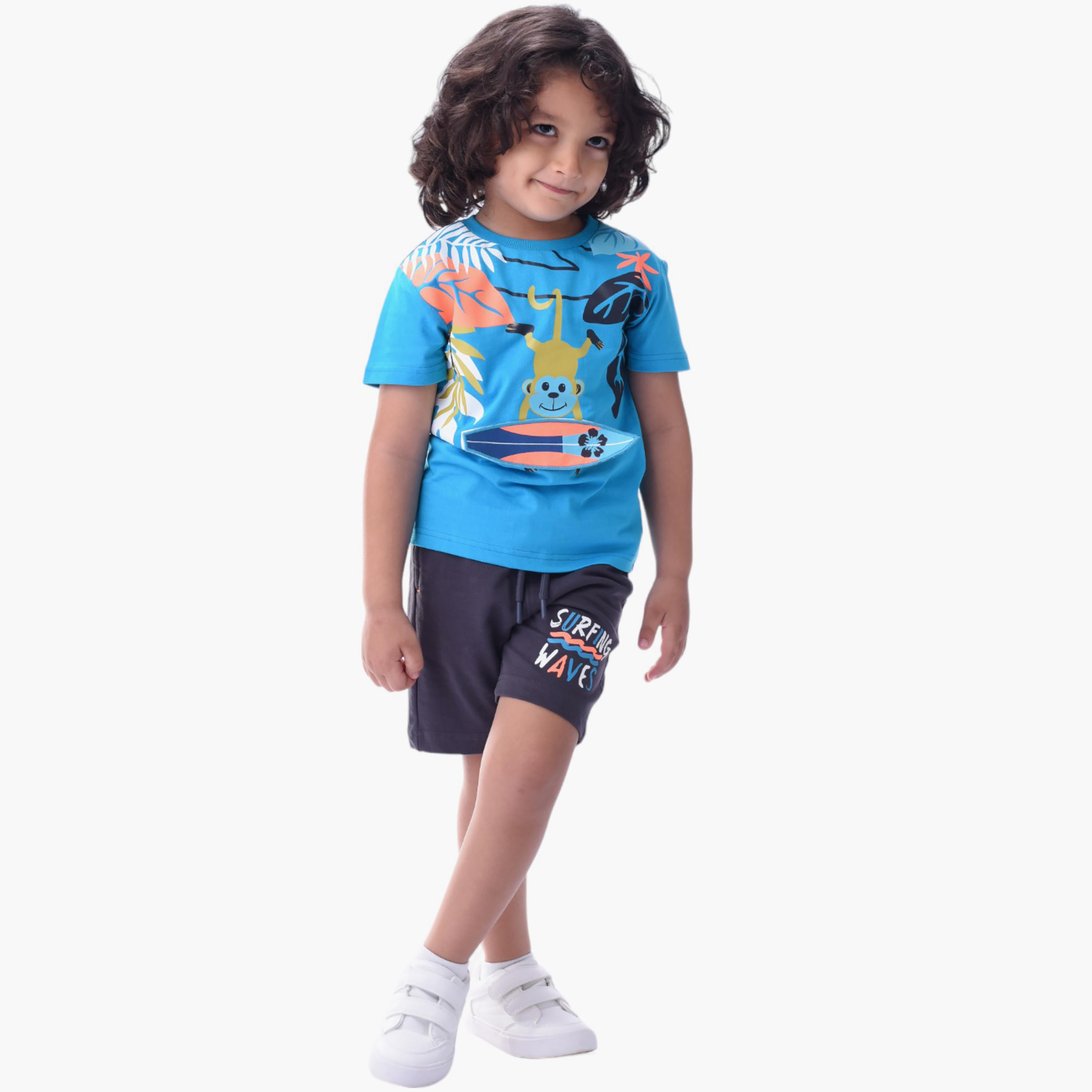 Victor and Jane 2-Piece Printed 100% Cotton T-Shirt & Shorts Set-boys-clothing-setsandcoords-image-1
