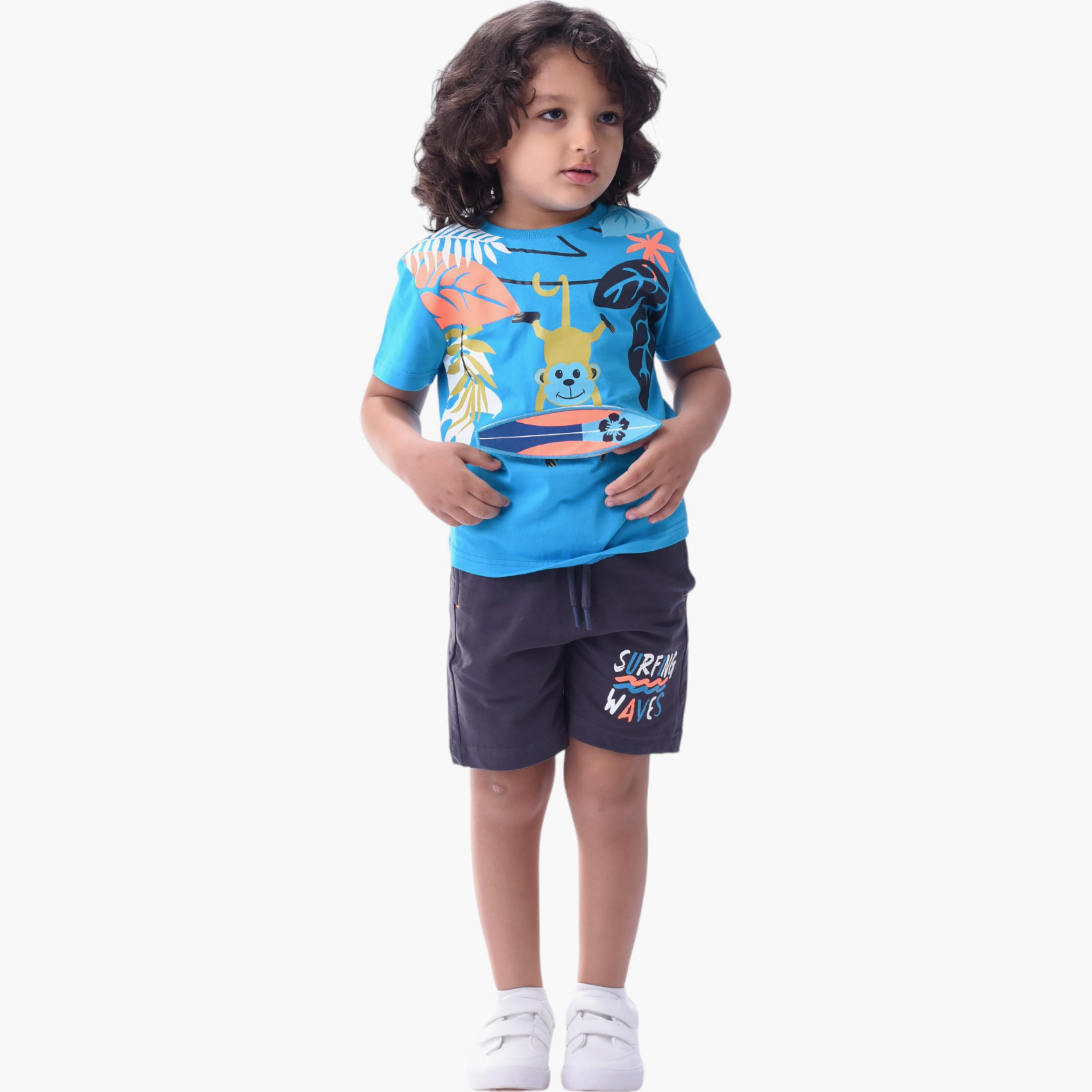 Victor and Jane 2-Piece Printed 100% Cotton T-Shirt & Shorts Set-boys-clothing-setsandcoords-image-3