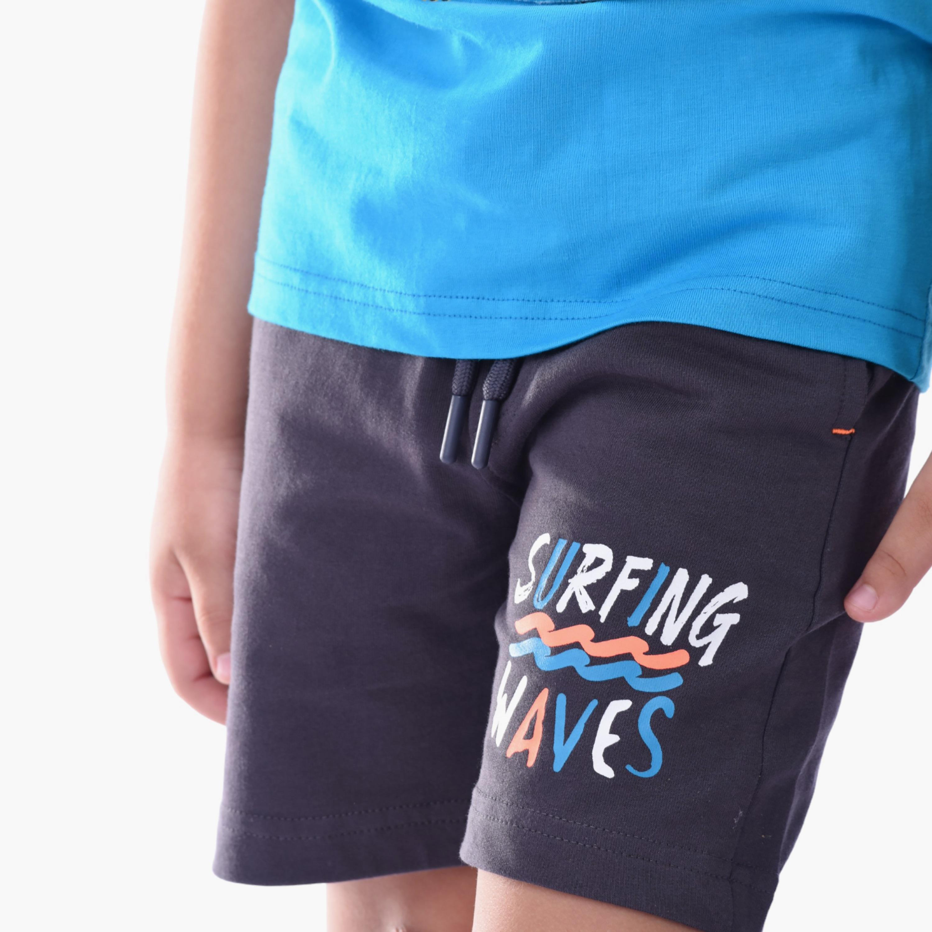 طقم تي شيرت وشورت  قطن 100% قطعتين مطبوع من فيكتور آند جين-boys-clothing-setsandcoords-image-4