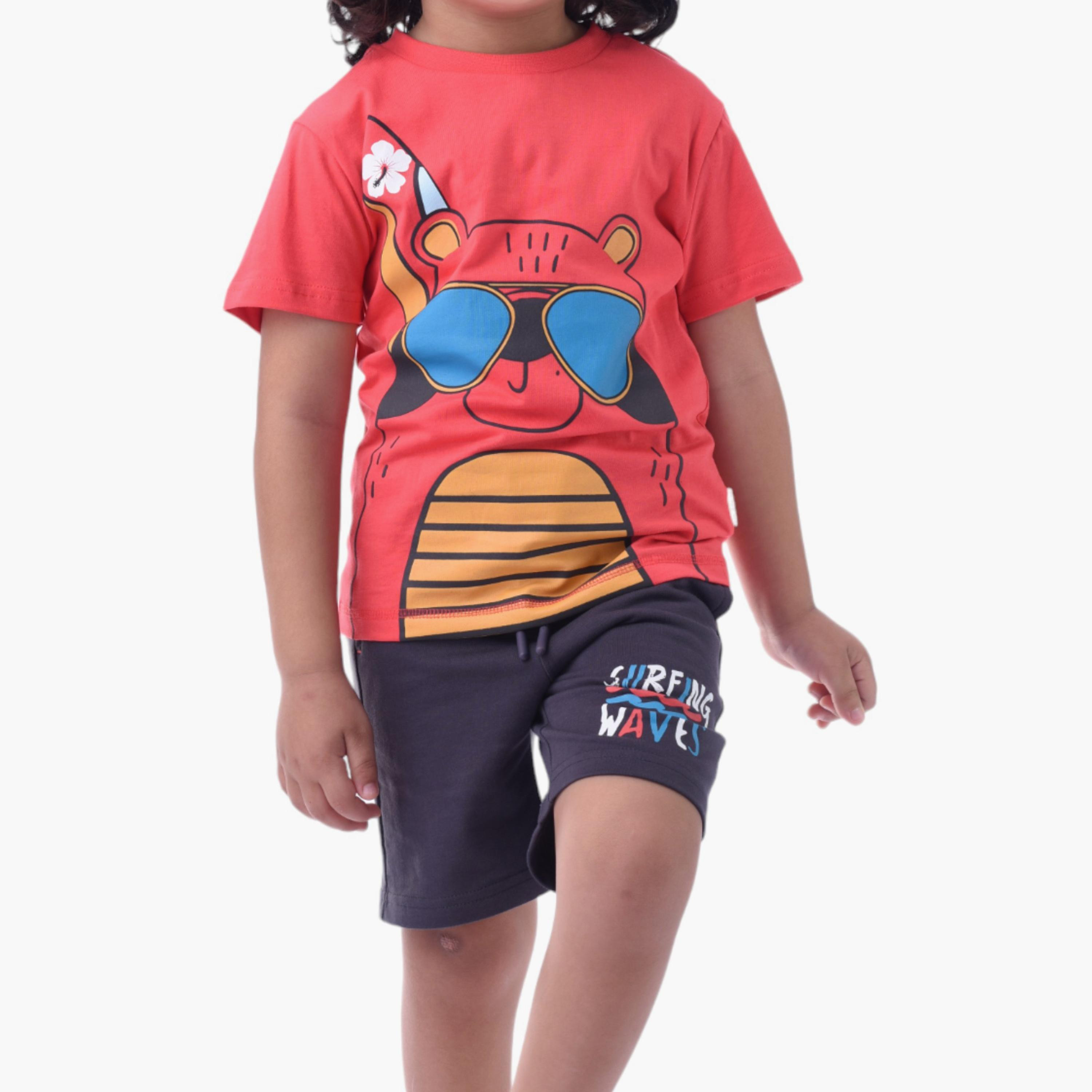 Victor and Jane 2-Piece Printed 100% Cotton T-Shirt & Shorts Set-boys-clothing-setsandcoords-image-3