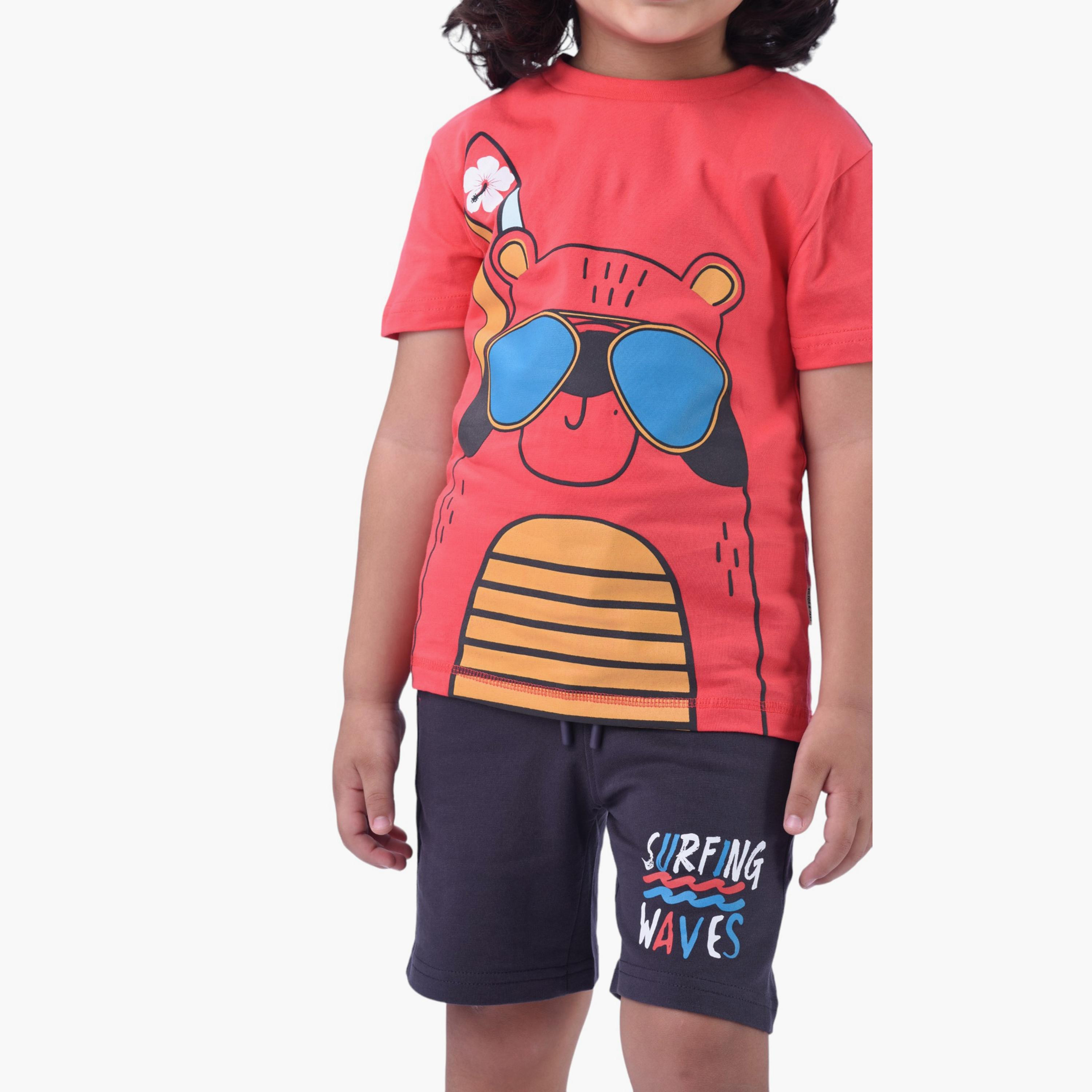 Victor and Jane 2-Piece Printed 100% Cotton T-Shirt & Shorts Set-boys-clothing-setsandcoords-image-5