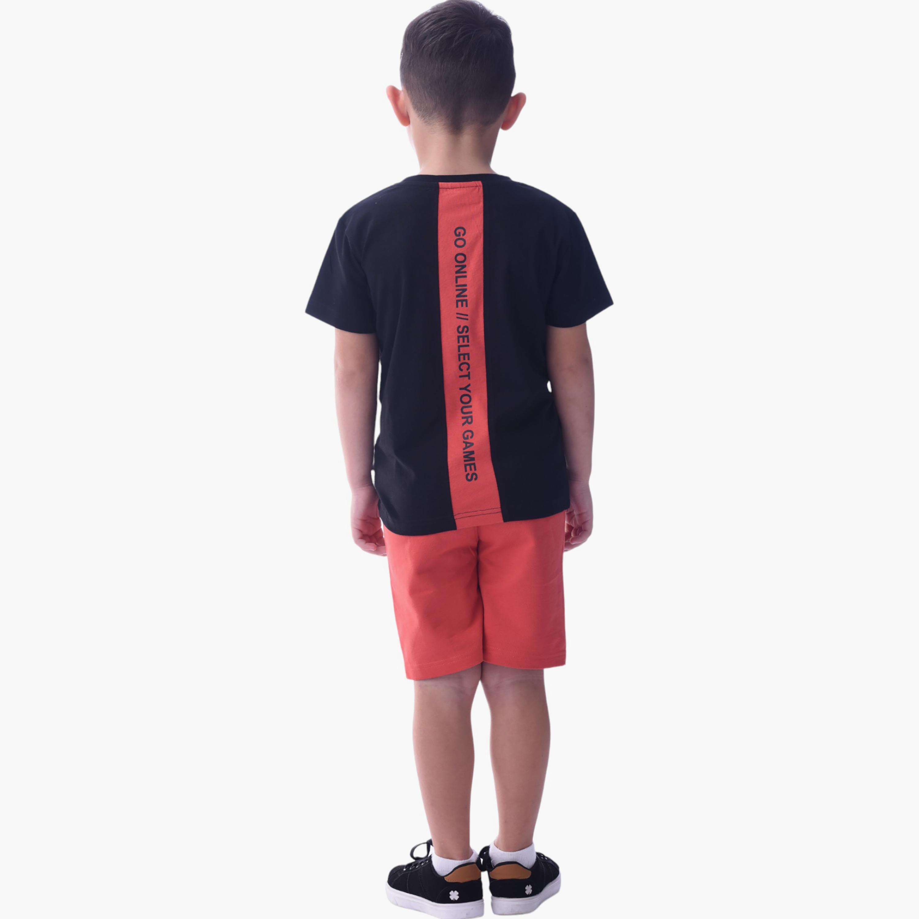 طقم تي شيرت وشورت  قطن 100% قطعتين مطبوع من فيكتور آند جين-boys-clothing-setsandcoords-image-2
