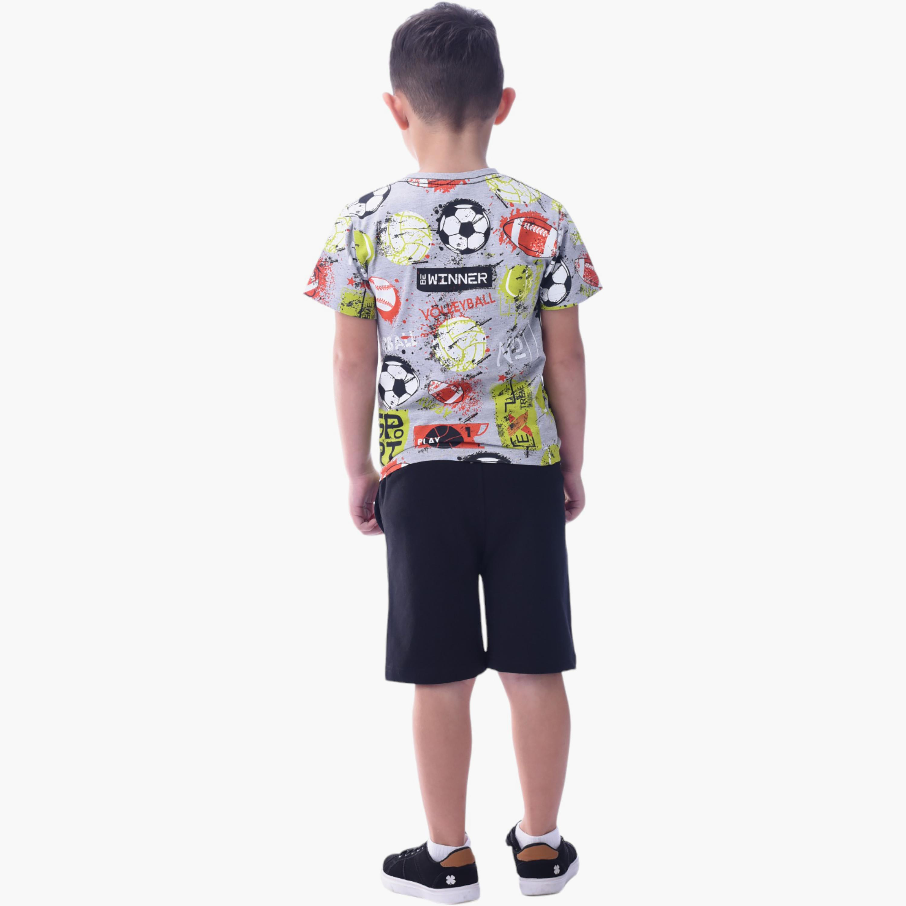 Victor and Jane 2-Piece Sports Printed 100% Cotton T-Shirt & Shorts Set-boys-clothing-setsandcoords-image-2
