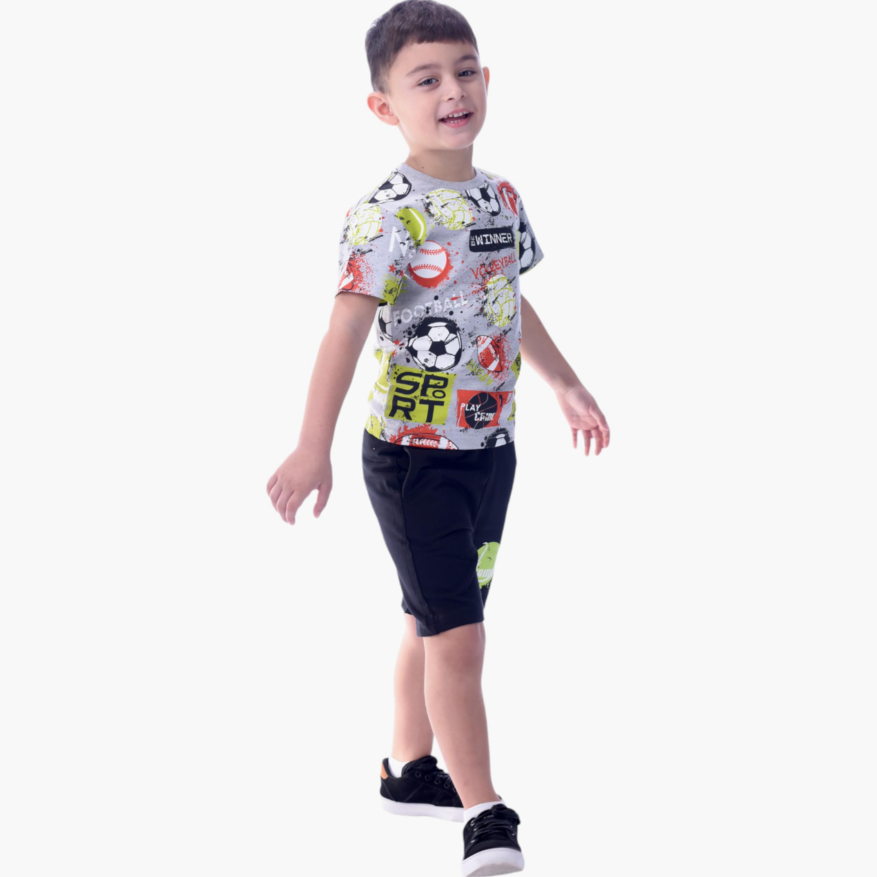 Victor and Jane 2-Piece Sports Printed 100% Cotton T-Shirt & Shorts Set-boys-clothing-setsandcoords-image-4