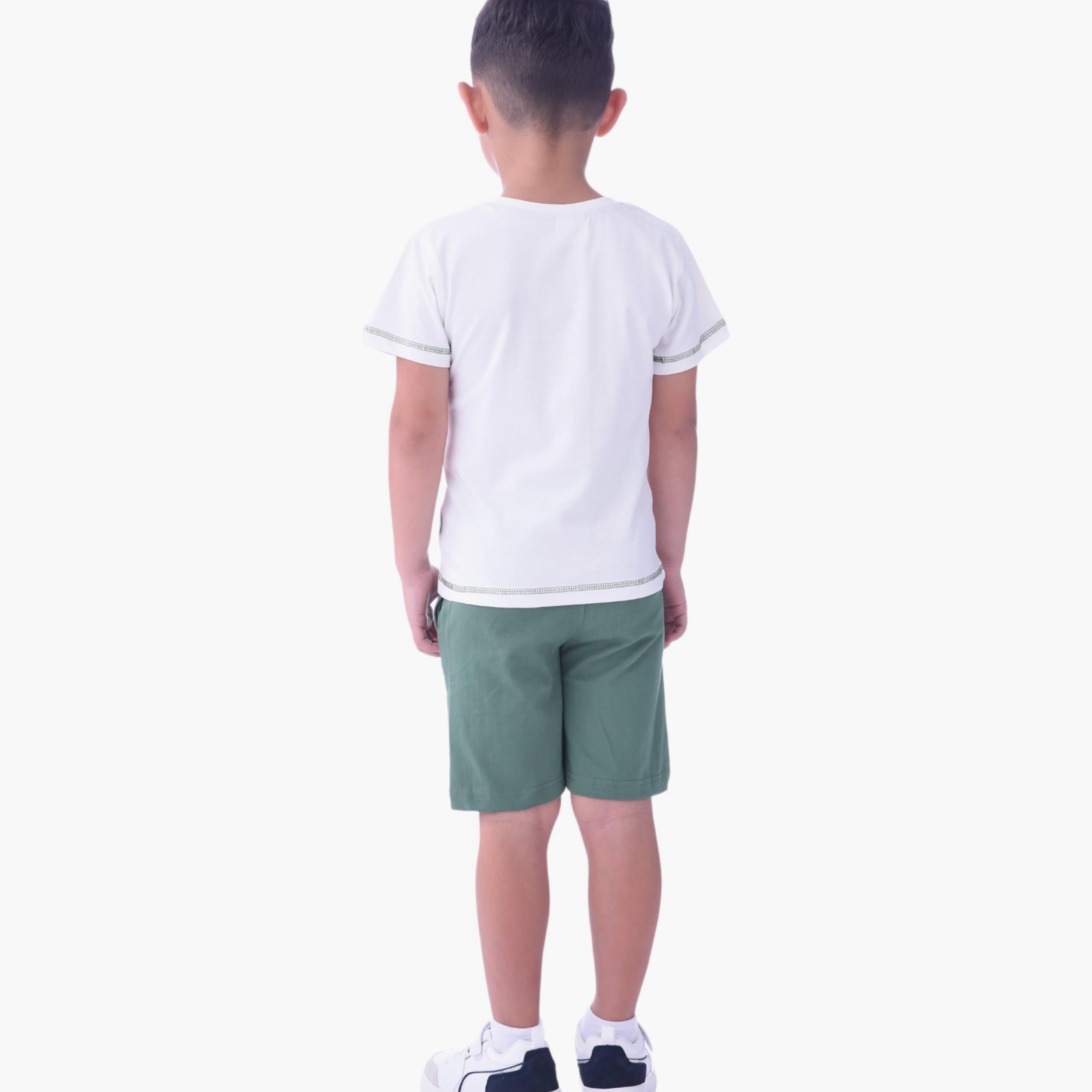 Victor and Jane Old School Here Printed Short Sleeves T-Shirt & Shorts Set-boys-clothing-setsandcoords-image-3
