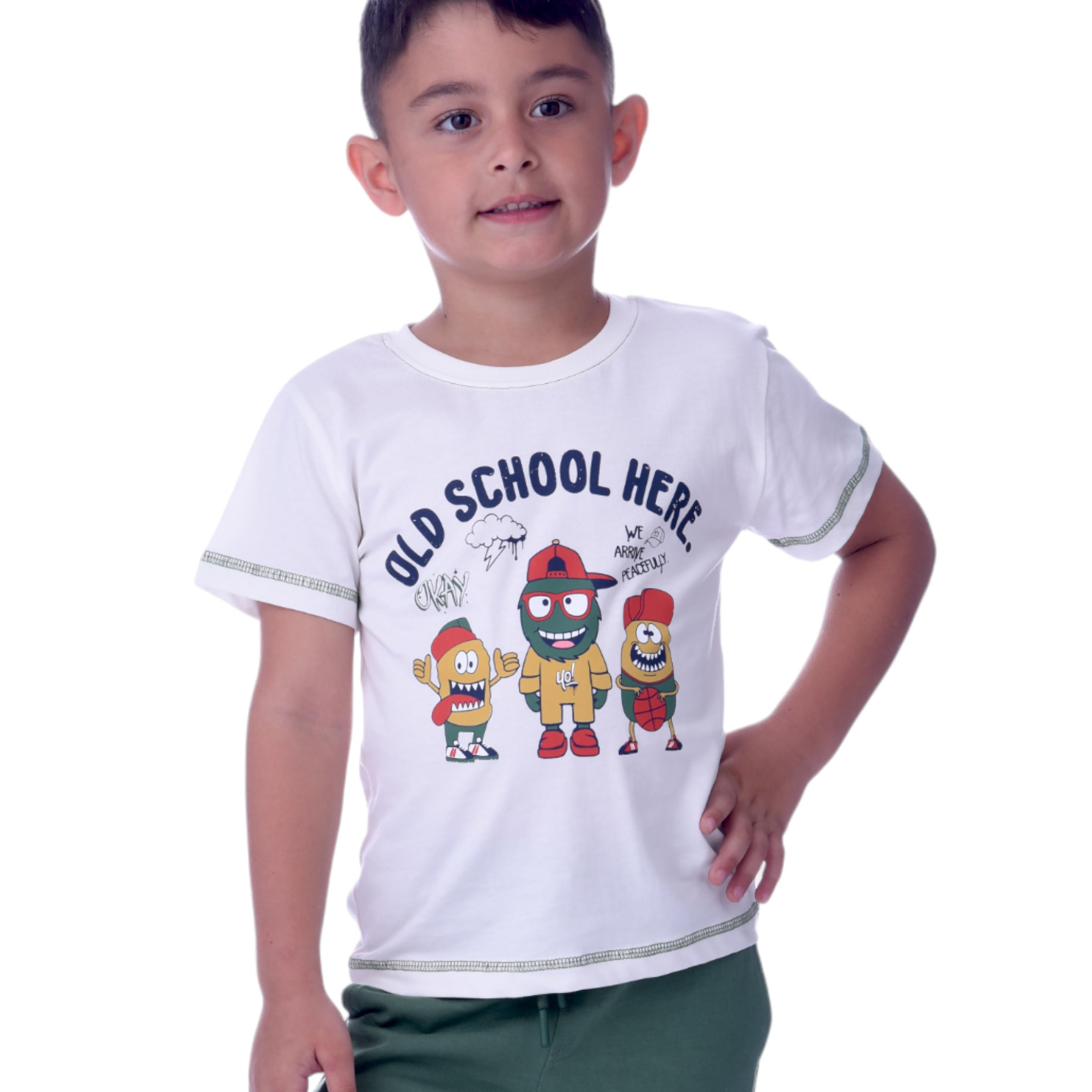 طقم تي شيرت بأكمام قصيرة وشورت بطبعة من فيكتور اند جين أولد سكول هنا-boys-clothing-setsandcoords-image-4