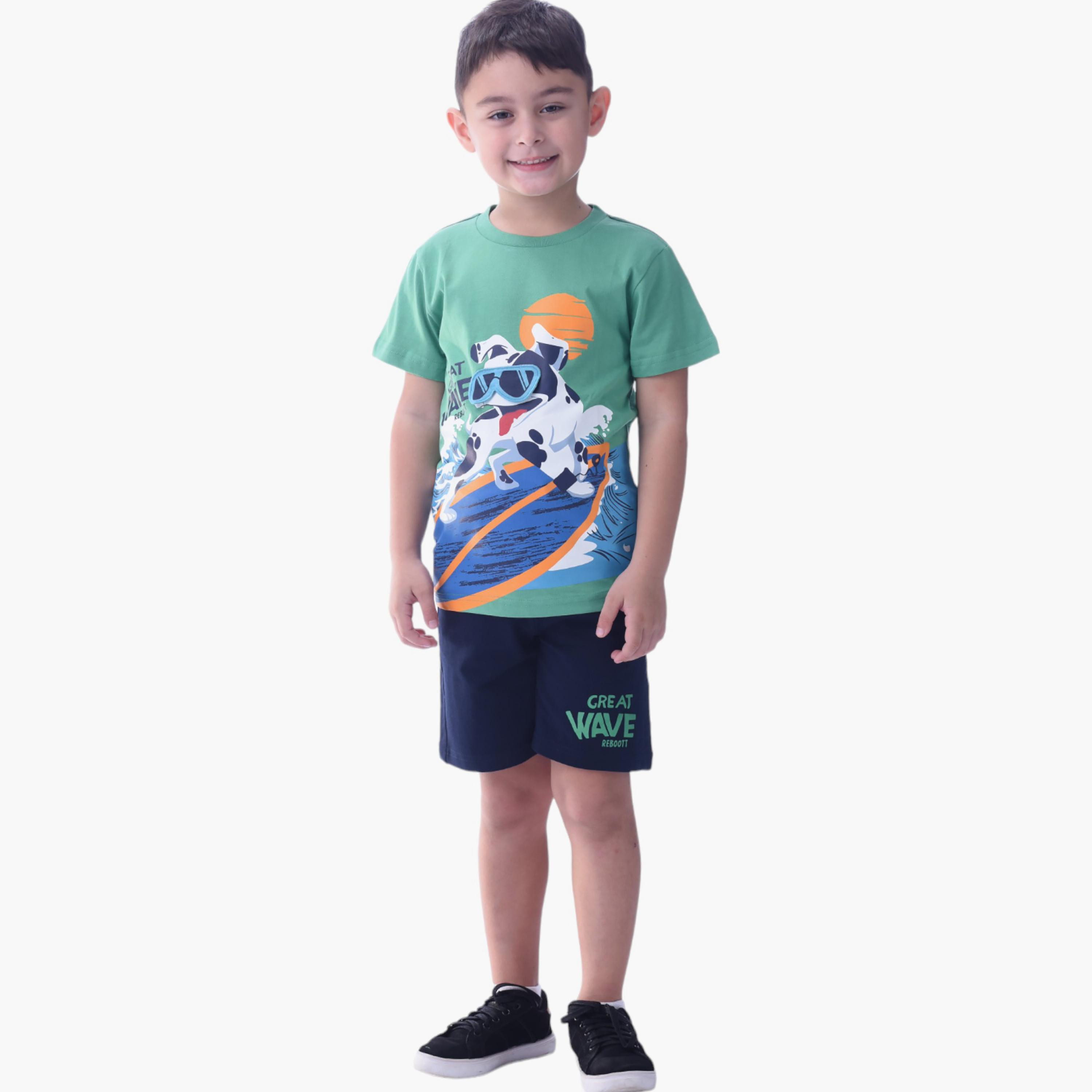Victor and Jane 2-Piece Printed 100% Cotton T-Shirt & Shorts Set-boys-clothing-setsandcoords-image-1