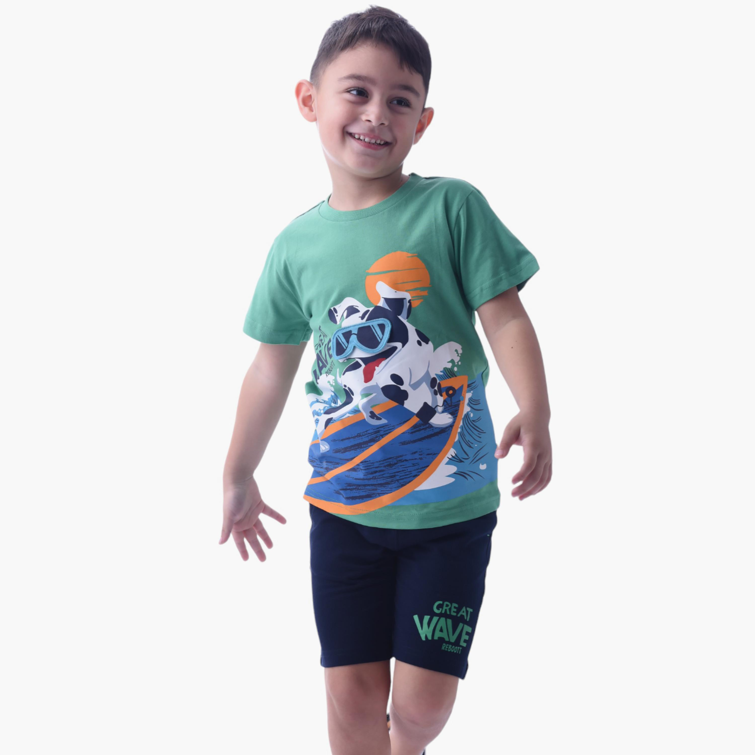 Victor and Jane 2-Piece Printed 100% Cotton T-Shirt & Shorts Set-boys-clothing-setsandcoords-image-5