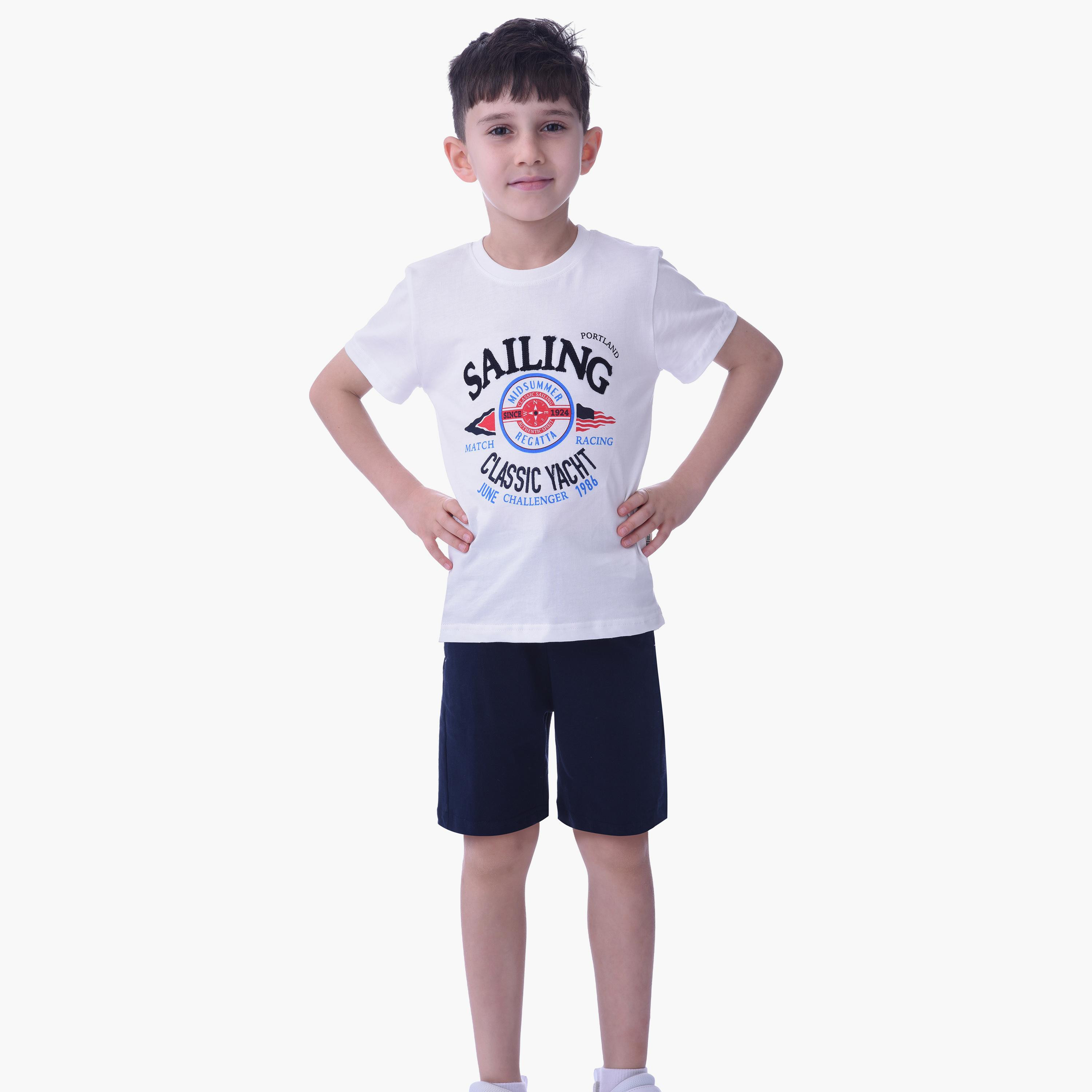 Victor and Jane Sailing Printed Short Sleeves T-Shirt & Shorts Set-boys-clothing-setsandcoords-image-2
